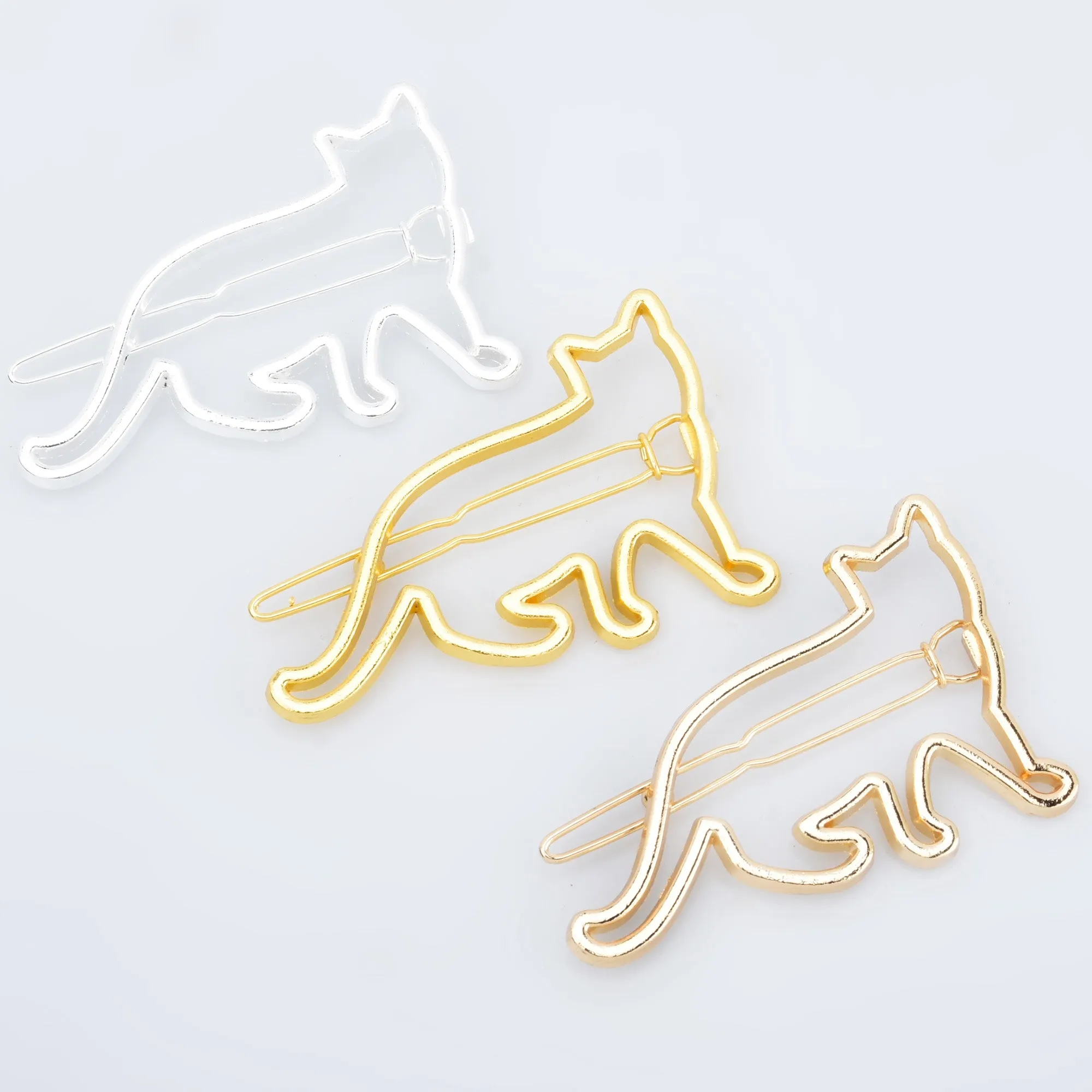 1 1/4"*2 " Alloy Cat Hair Clip Cat Clip geometric Hair Pin diy Hairstyle hair accessory Minimalist Jewelry 5pcs 102917