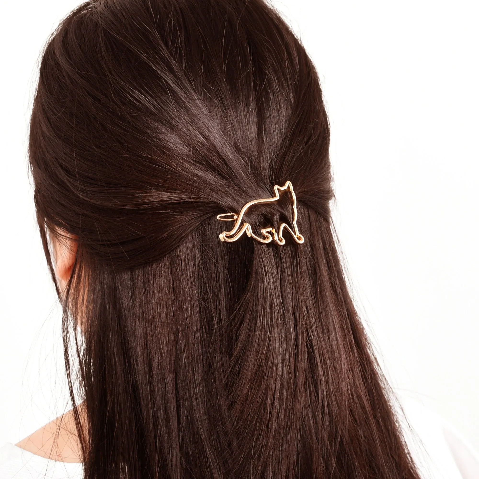 1 1/4"*2 " Alloy Cat Hair Clip Cat Clip geometric Hair Pin diy Hairstyle hair accessory Minimalist Jewelry 5pcs 102917