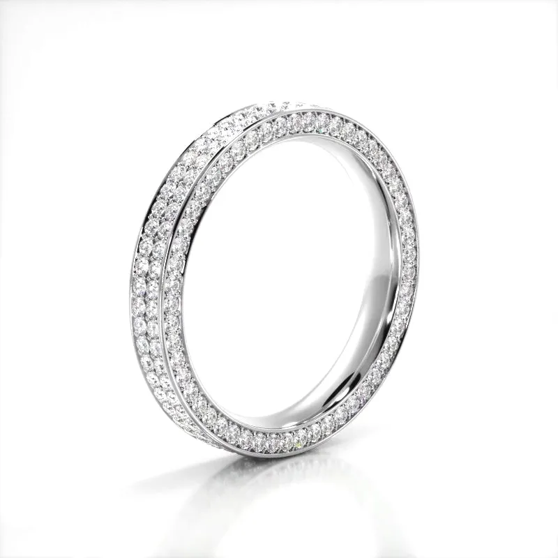 1.09 ct. Round Diamond Three Sided Wedding Ring