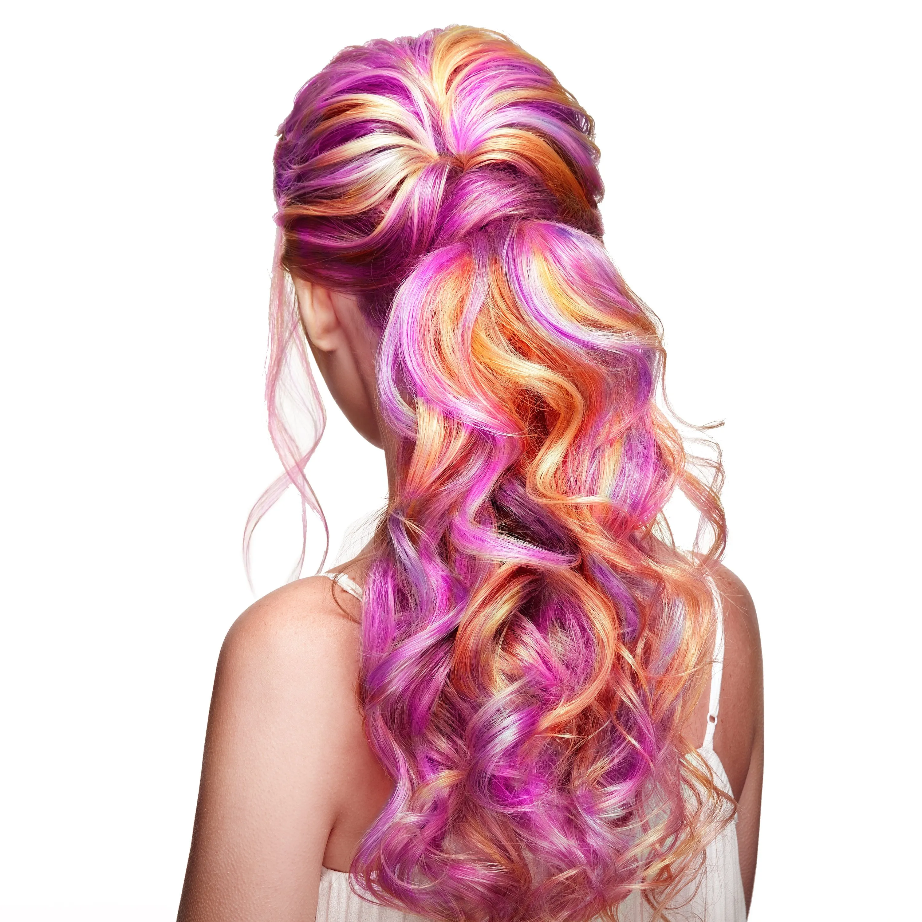 11 Pieces Multi-Color 21 Inches Straight Party Highlights Clip In Synthetic Hair Extensions