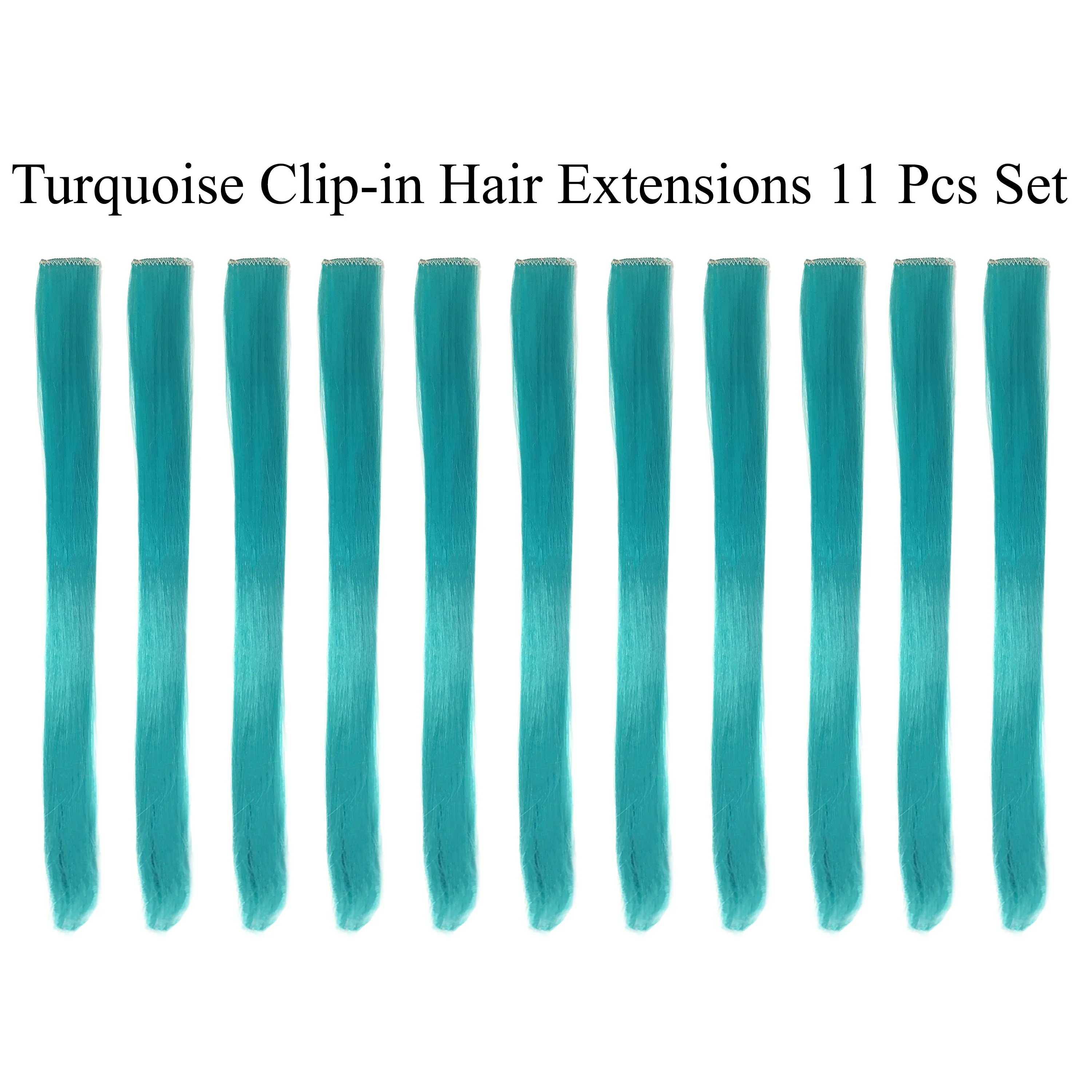 11 Pieces Single Color 21 Inches Straight Party Highlights Clip In Synthetic Hair