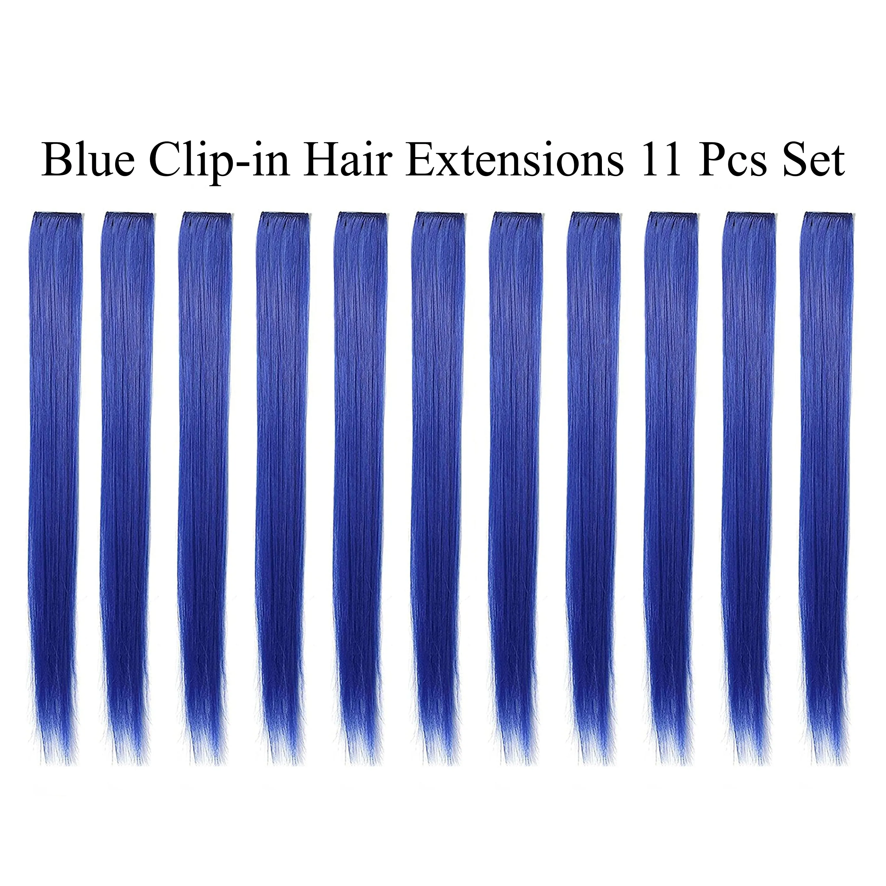 11 Pieces Single Color 21 Inches Straight Party Highlights Clip In Synthetic Hair