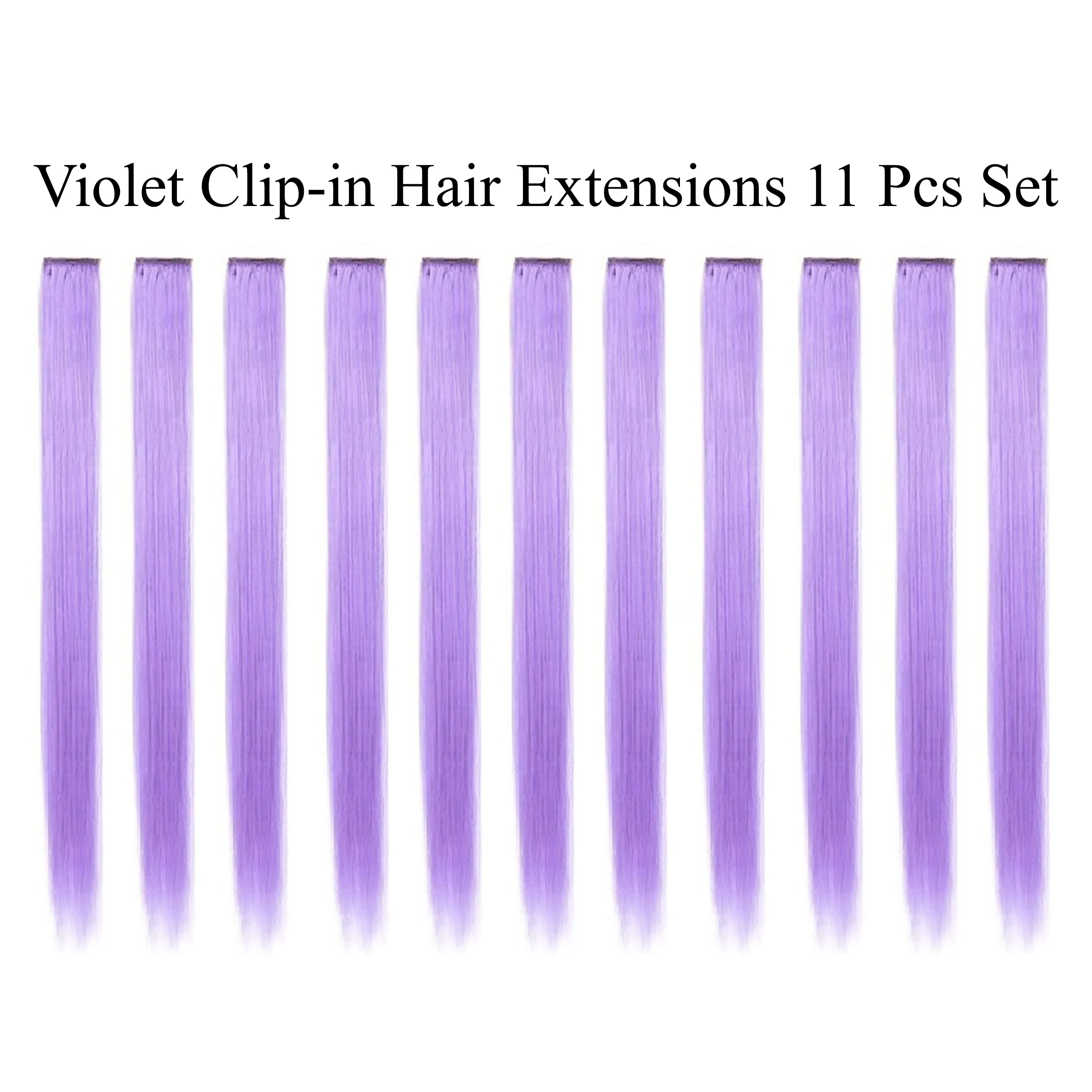 11 Pieces Single Color 21 Inches Straight Party Highlights Clip In Synthetic Hair