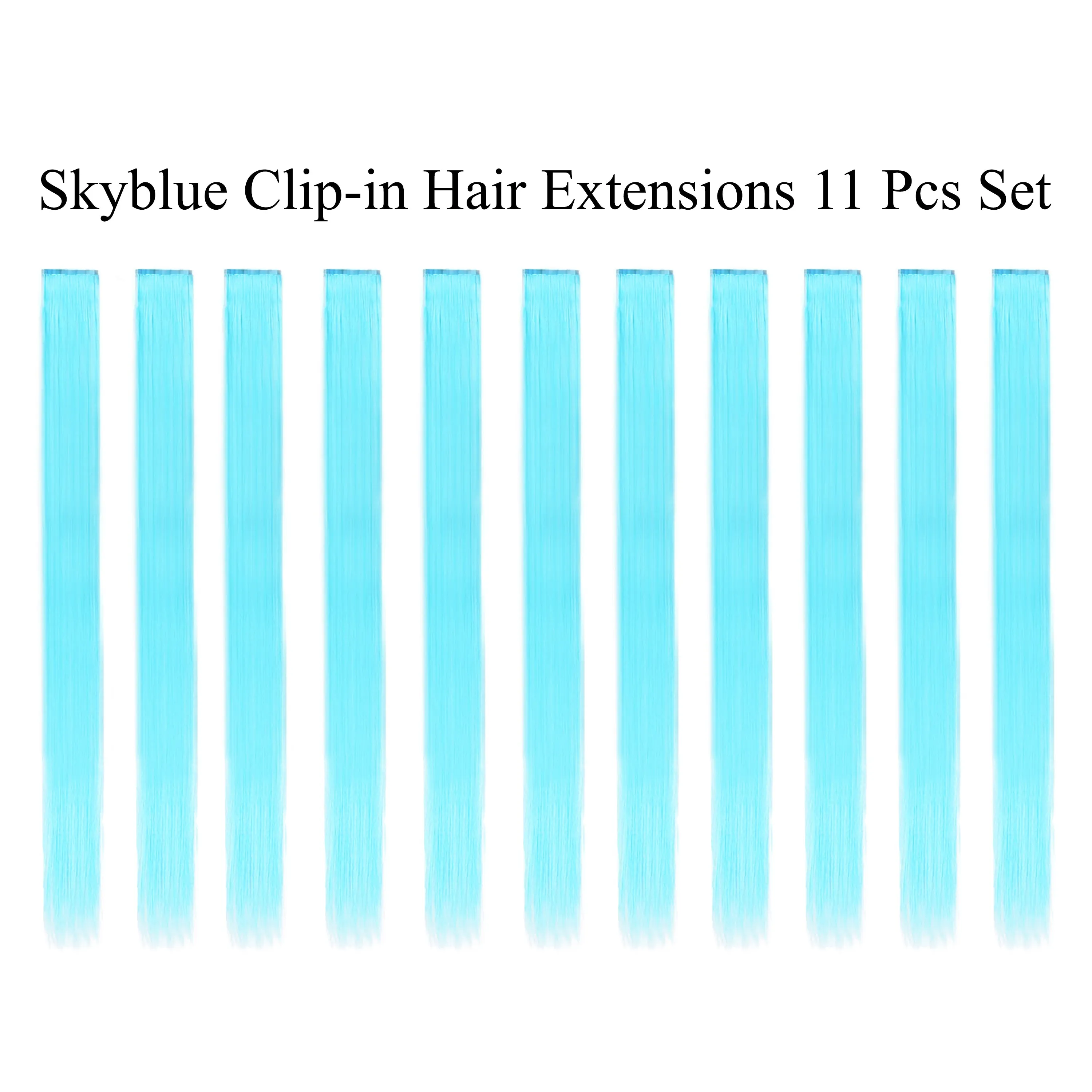 11 Pieces Single Color 21 Inches Straight Party Highlights Clip In Synthetic Hair