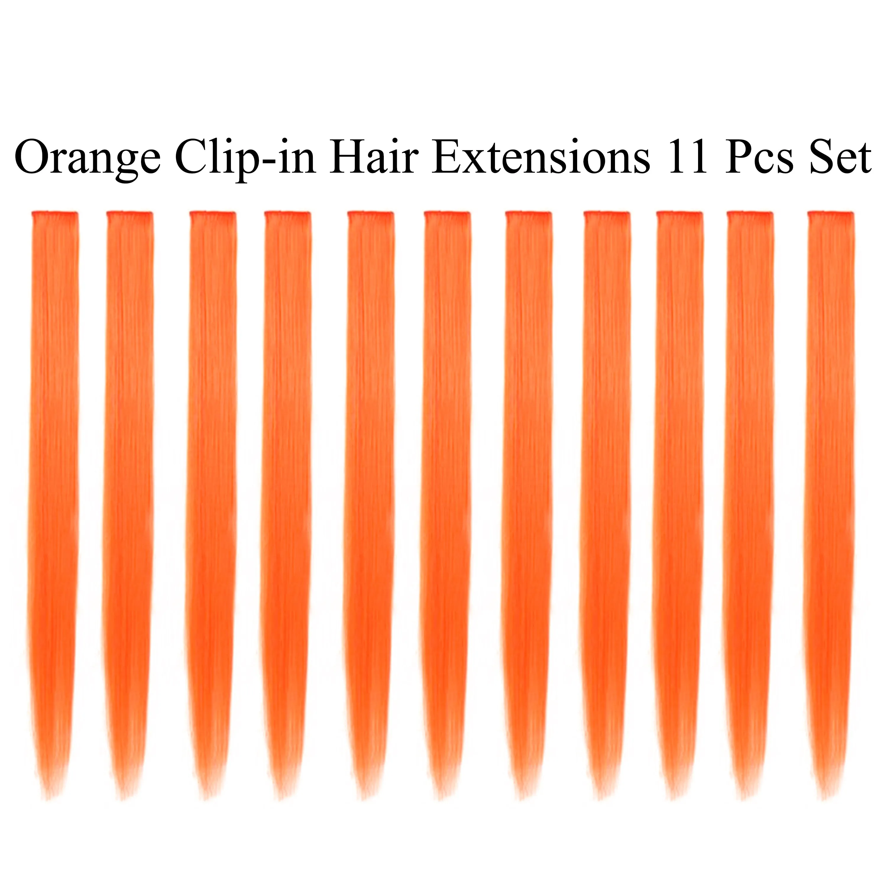 11 Pieces Single Color 21 Inches Straight Party Highlights Clip In Synthetic Hair