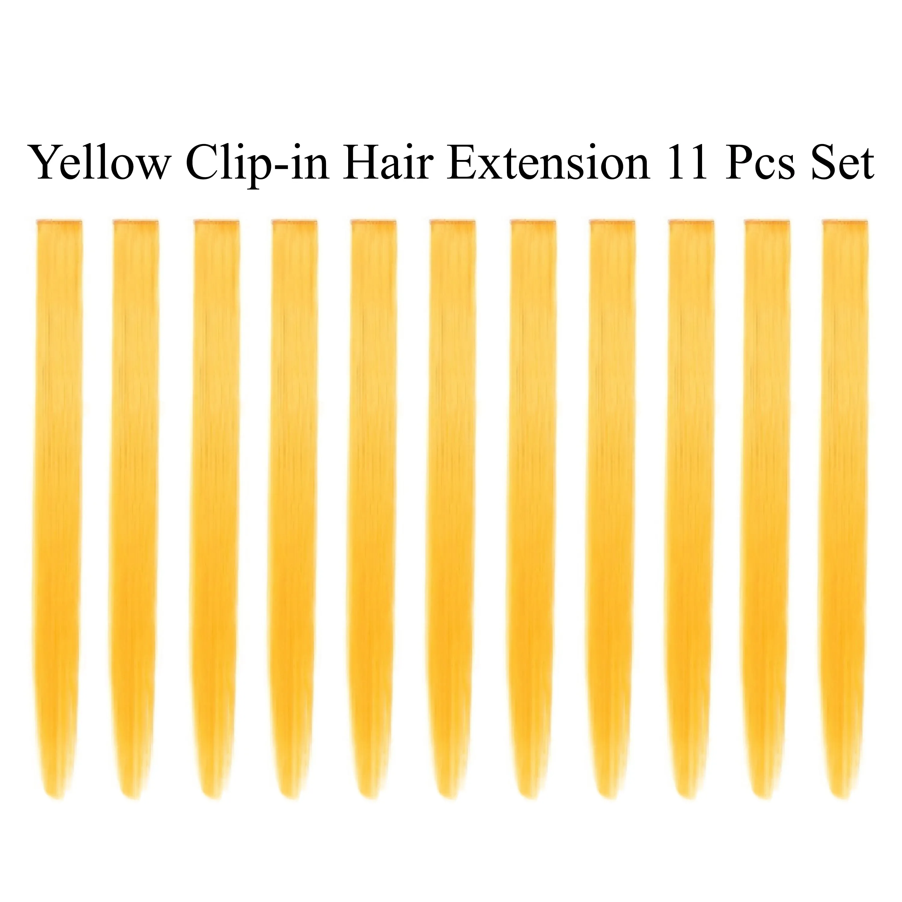 11 Pieces Single Color 21 Inches Straight Party Highlights Clip In Synthetic Hair