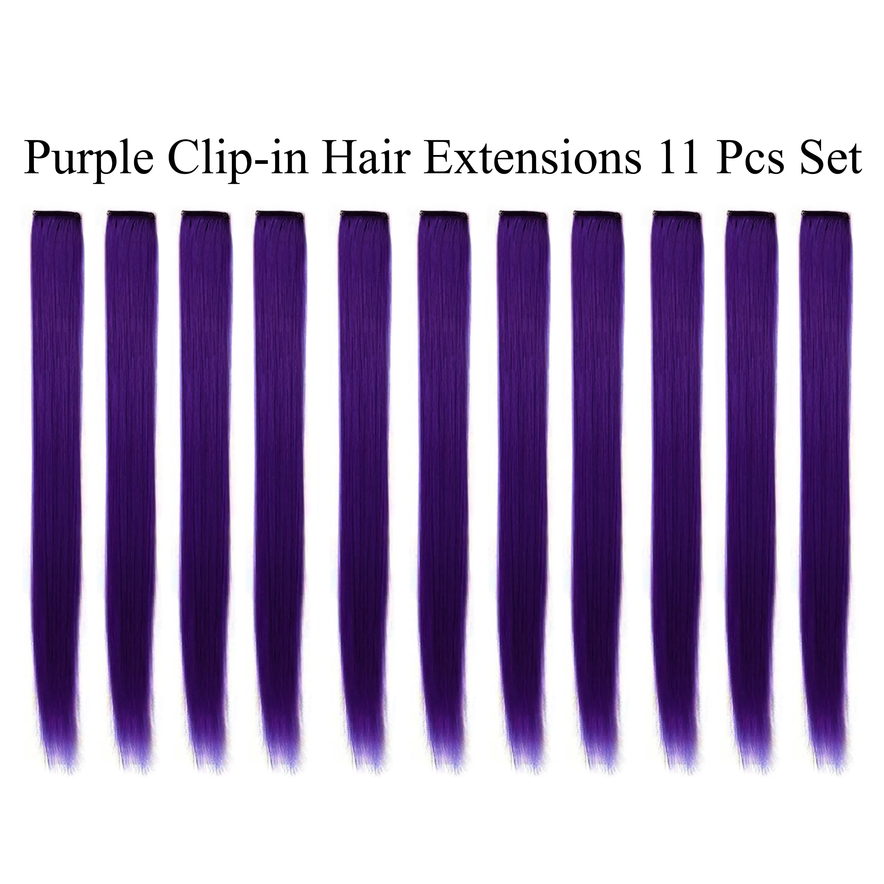 11 Pieces Single Color 21 Inches Straight Party Highlights Clip In Synthetic Hair