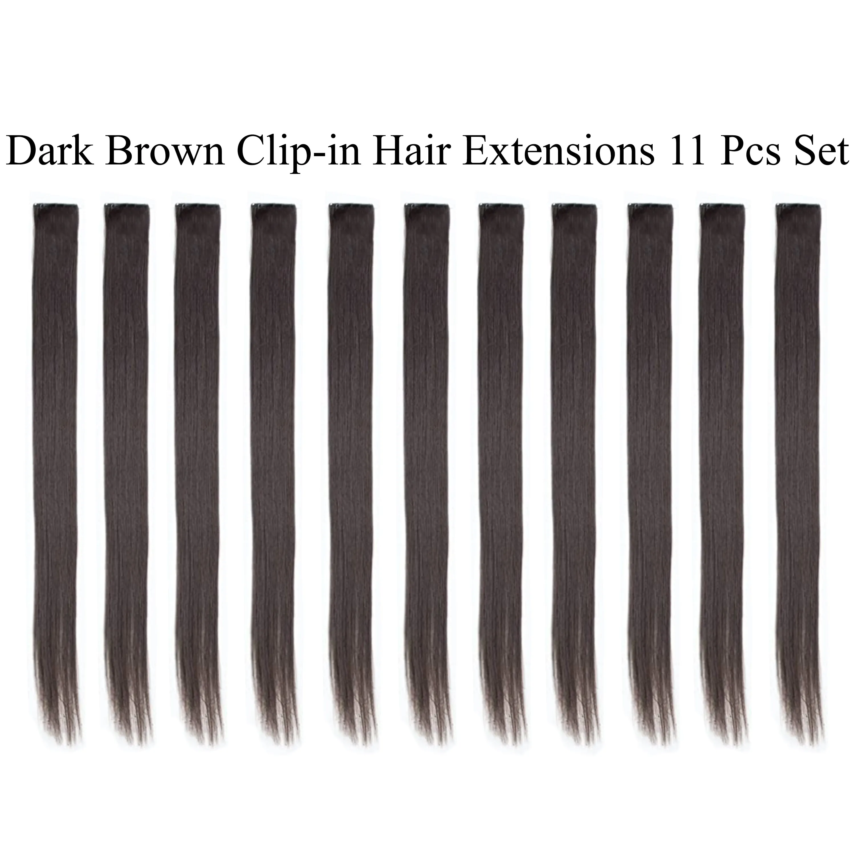 11 Pieces Single Color 21 Inches Straight Party Highlights Clip In Synthetic Hair