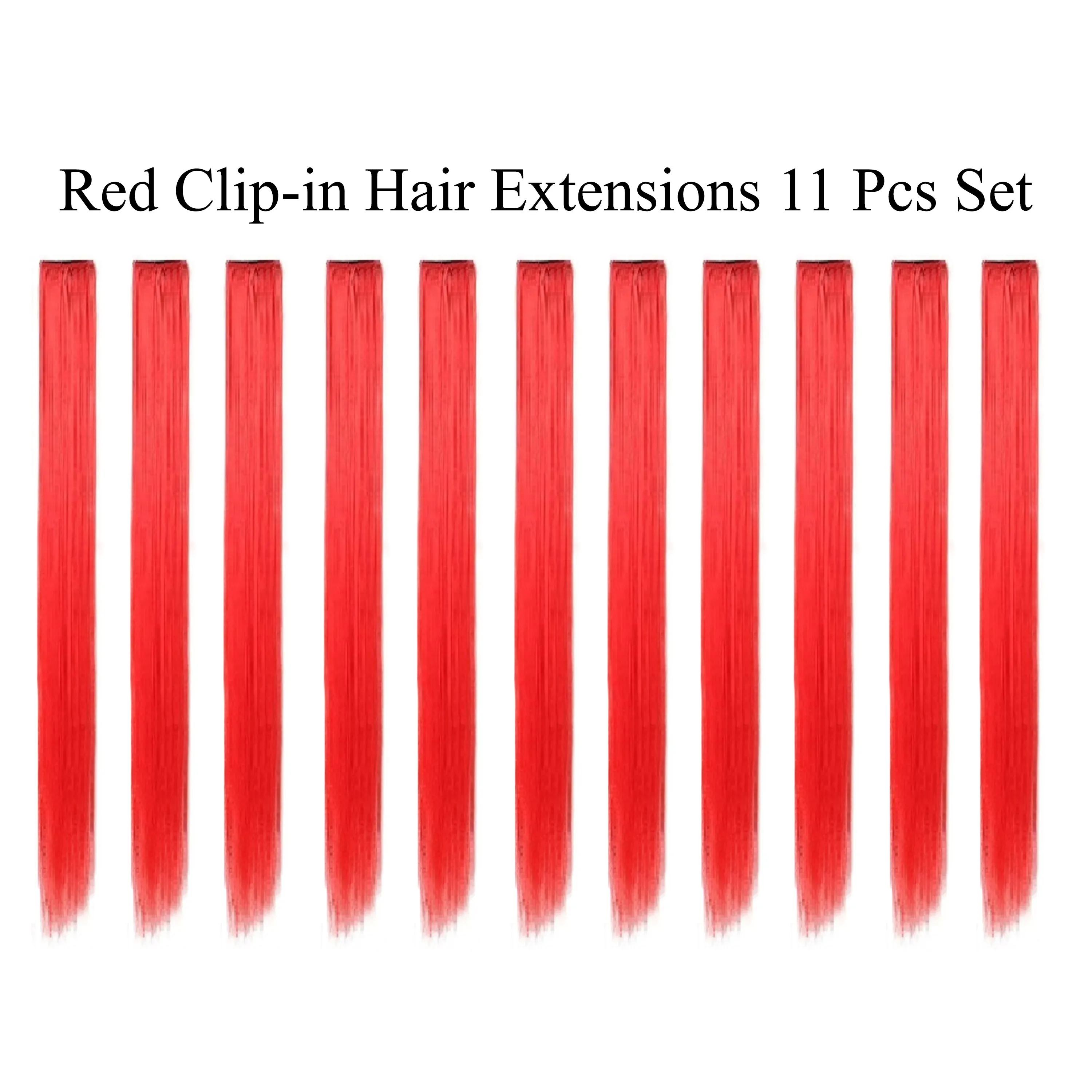 11 Pieces Single Color 21 Inches Straight Party Highlights Clip In Synthetic Hair