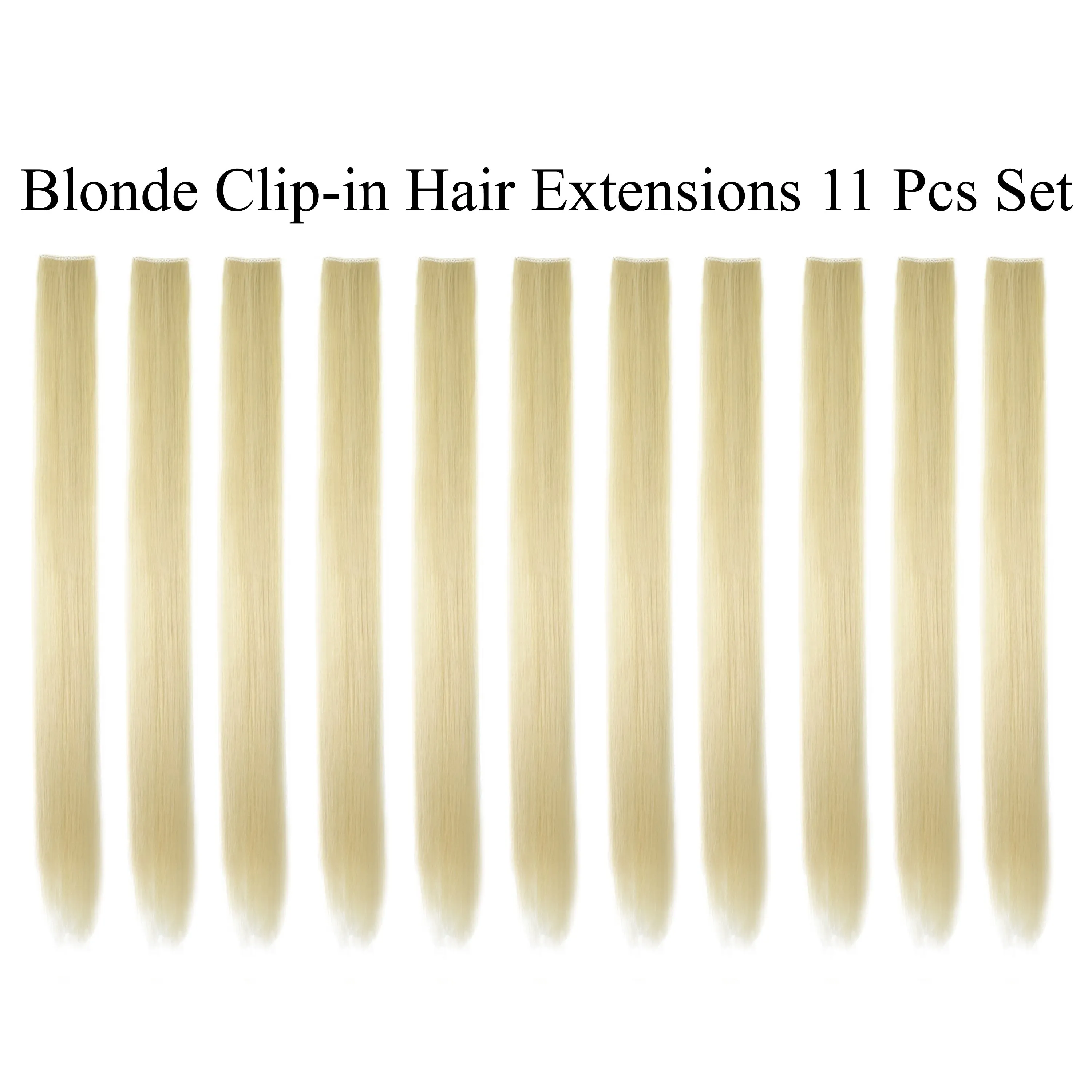 11 Pieces Single Color 21 Inches Straight Party Highlights Clip In Synthetic Hair