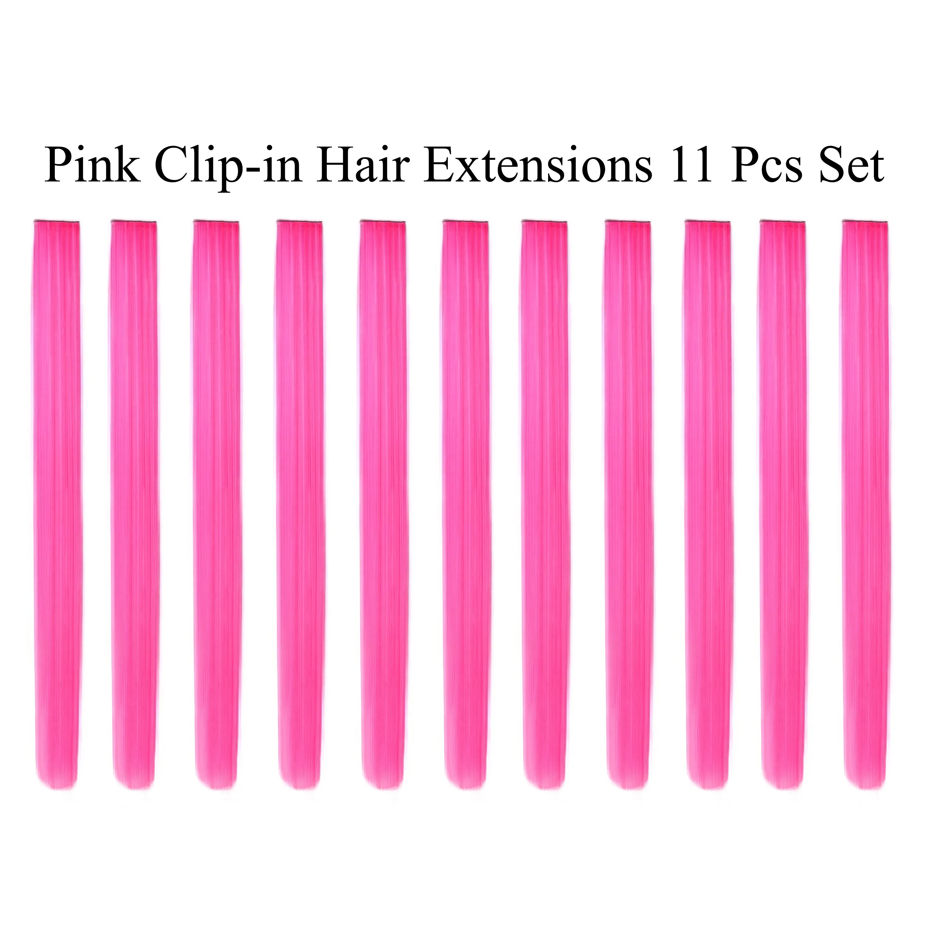 11 Pieces Single Color 21 Inches Straight Party Highlights Clip In Synthetic Hair