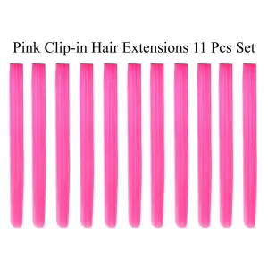 11 Pieces Single Color 21 Inches Straight Party Highlights Clip In Synthetic Hair