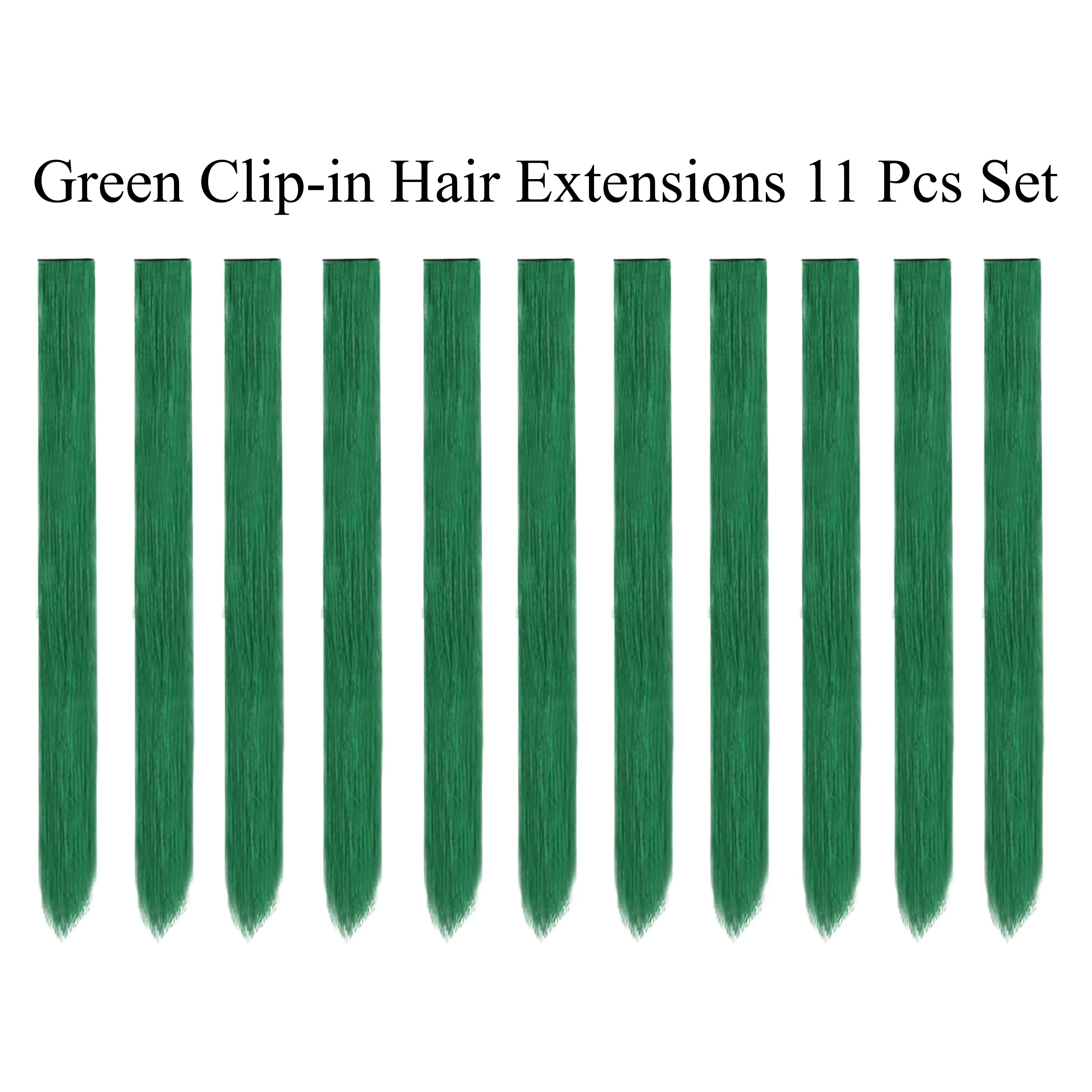 11 Pieces Single Color 21 Inches Straight Party Highlights Clip In Synthetic Hair