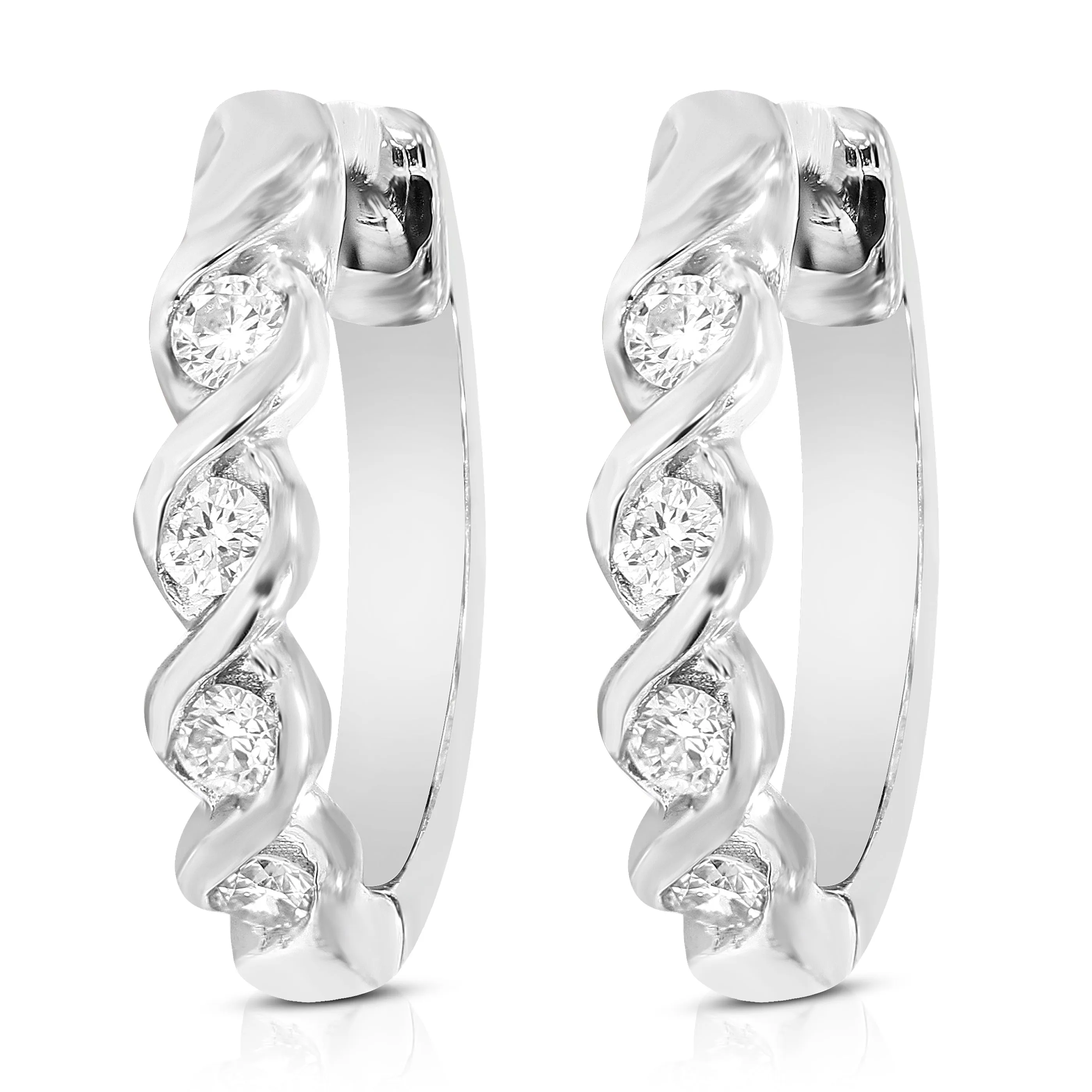 1/10 cttw Lab Grown Diamond Four Loop Hoop Earrings in Silver