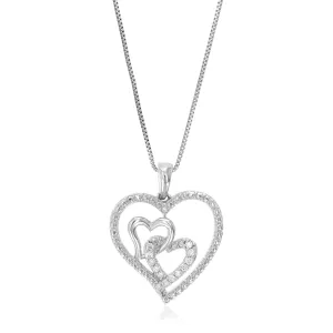 1/10 cttw Lab Grown Diamond Three Heart Pendant in Sterling Silver