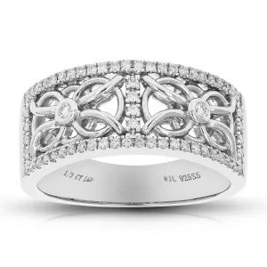 1/3 cttw Lab Grown Diamond Clover Lace Wedding Band in Silver