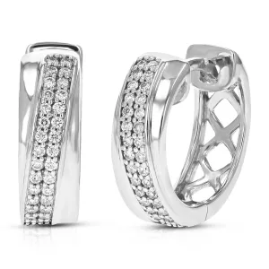 1/4 cttw Lab Grown Diamond Cross Over Hoop Earring Sterling Silver