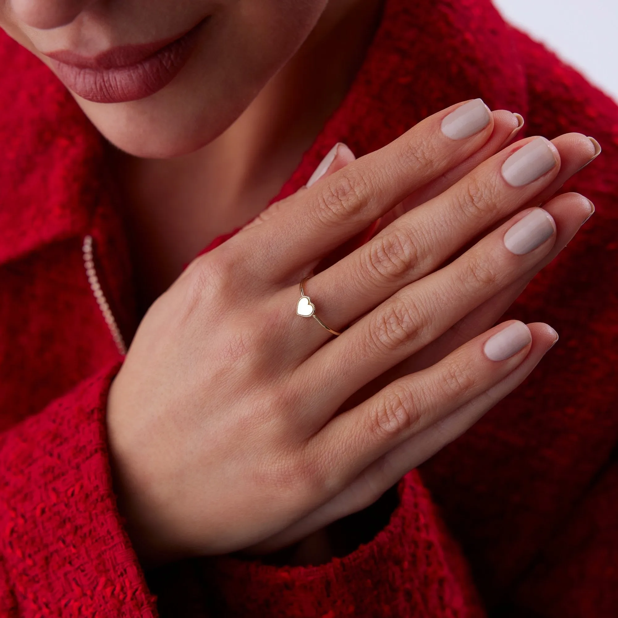 14k Gold Auger Frame Heart Ring