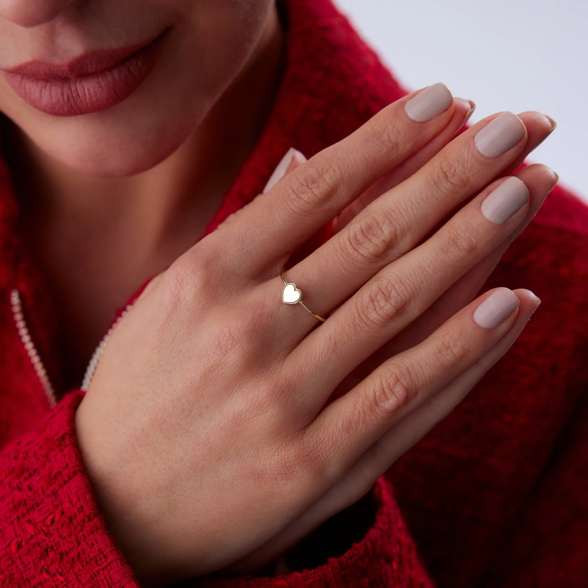 14k Gold Auger Frame Heart Ring