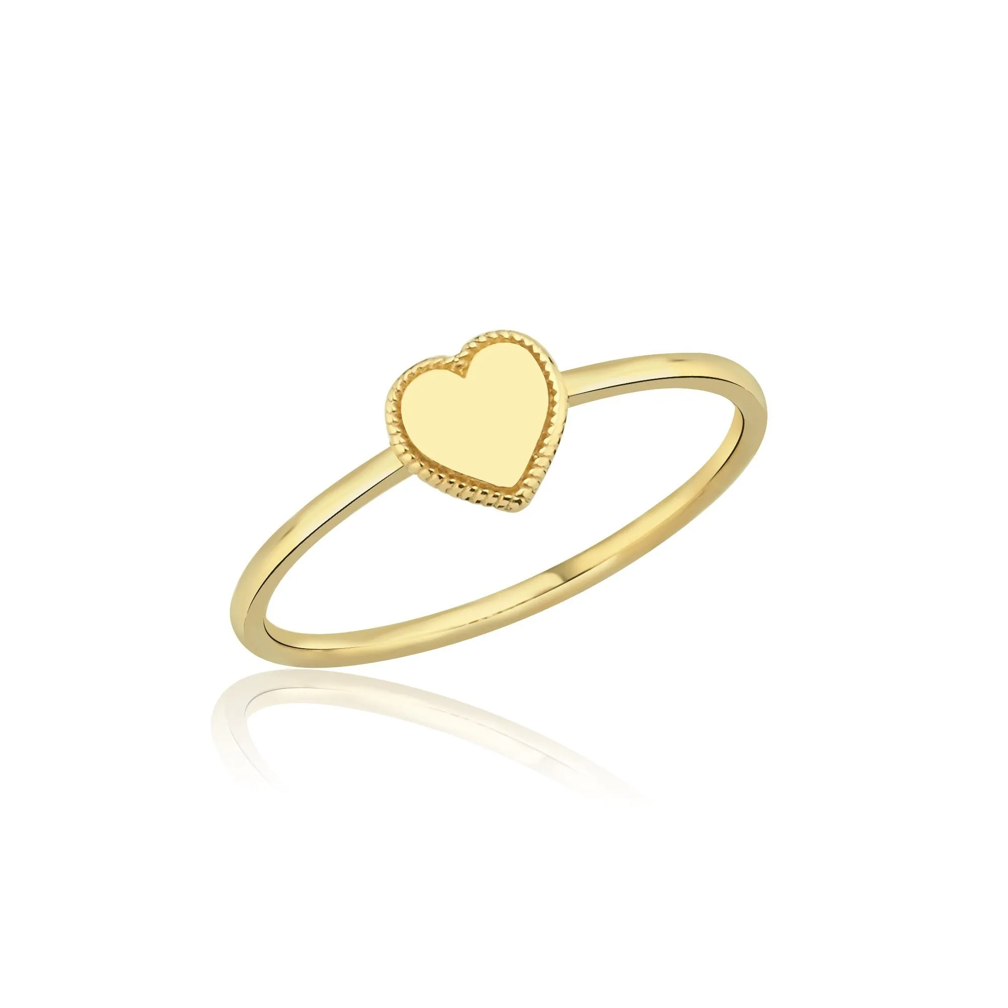 14k Gold Auger Frame Heart Ring