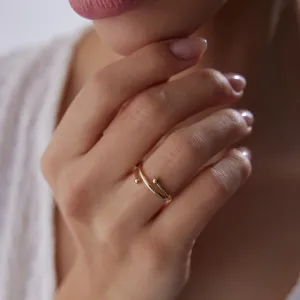 14k Gold Ball End Spiral Ring