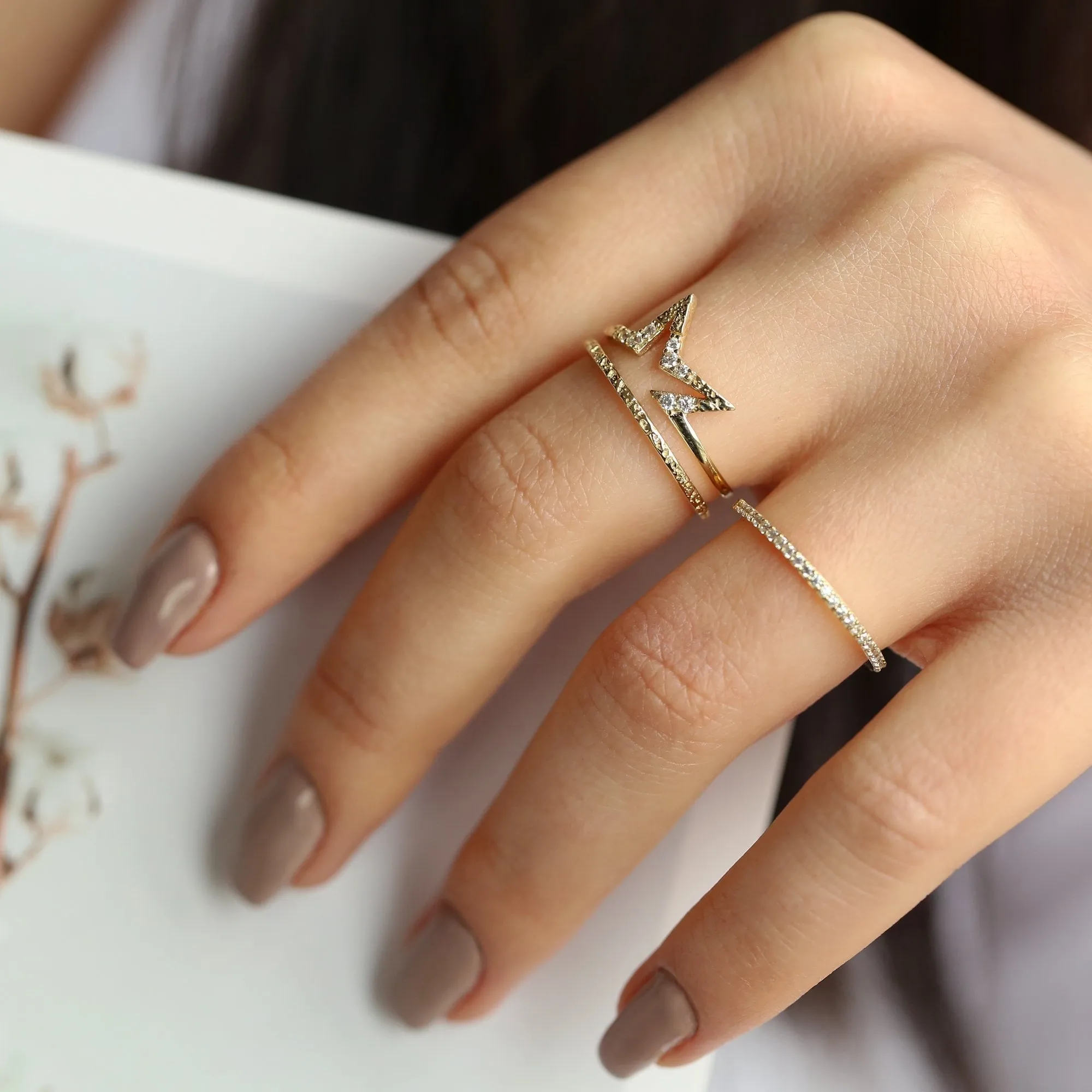 14k Gold Crown Star Ring