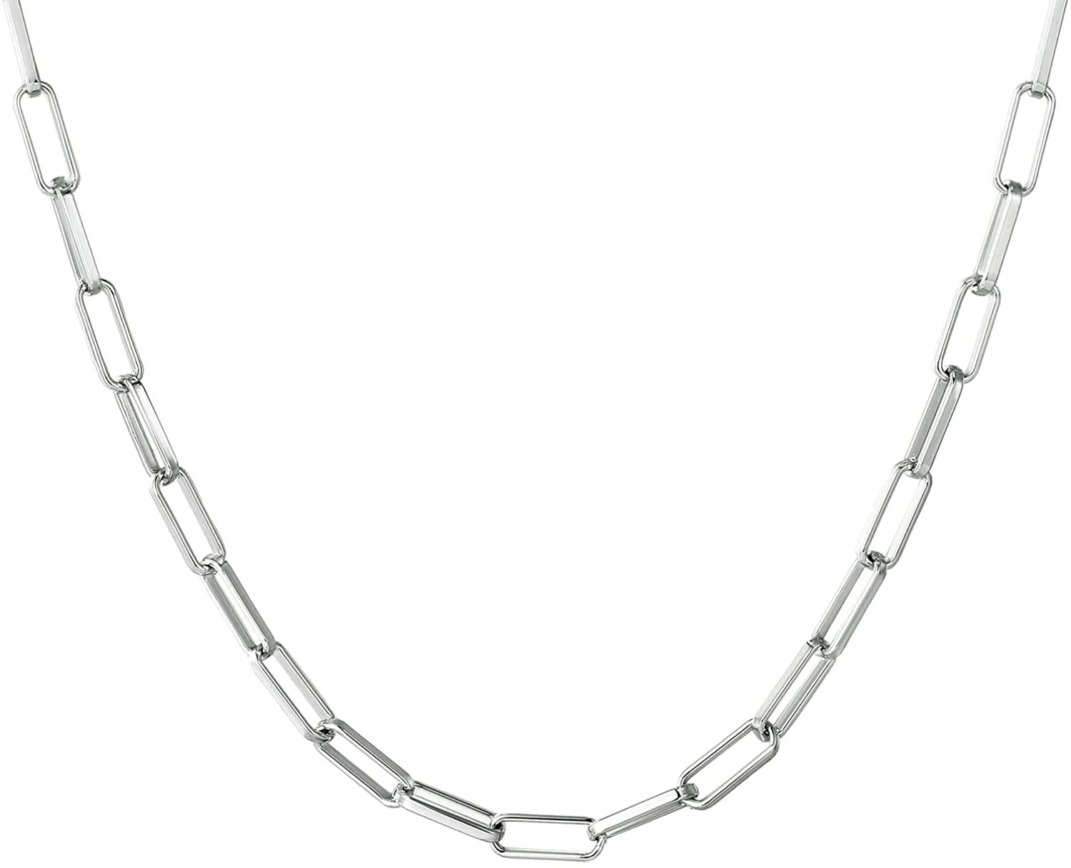 14K Gold Dainty Paperclip Link Chain Necklace for Women Girls