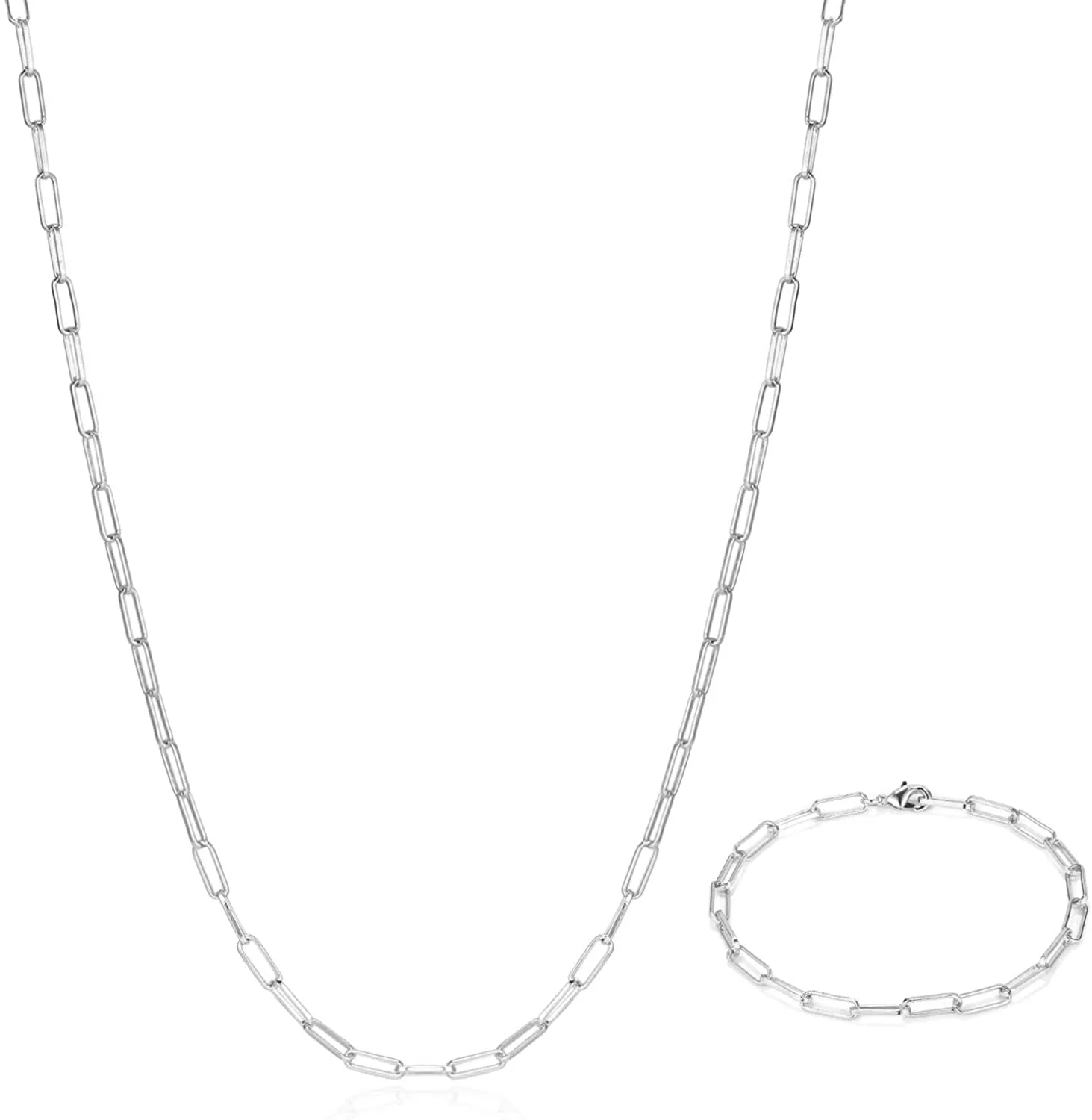 14K Gold Dainty Paperclip Link Chain Necklace for Women Girls