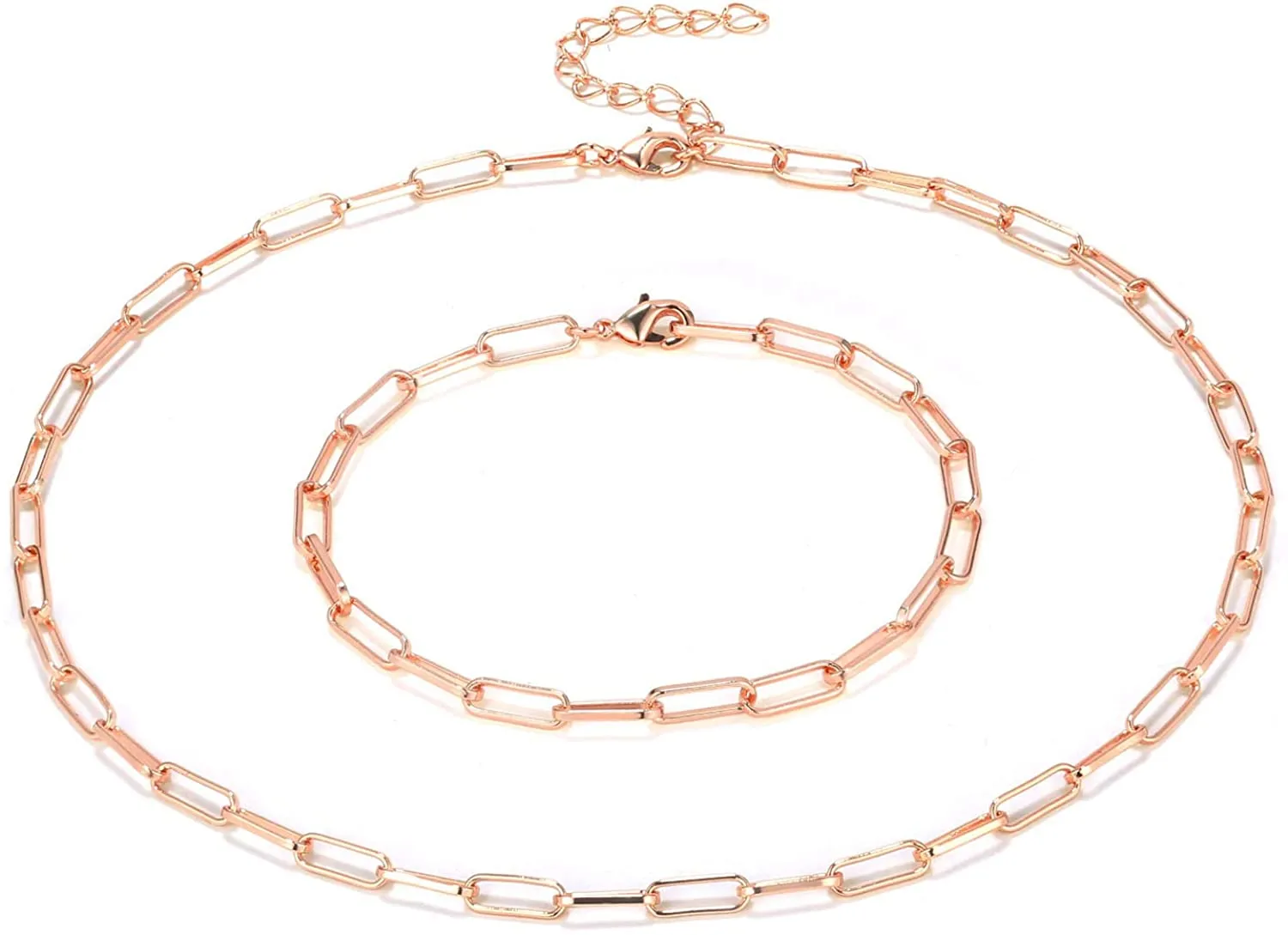 14K Gold Dainty Paperclip Link Chain Necklace for Women Girls