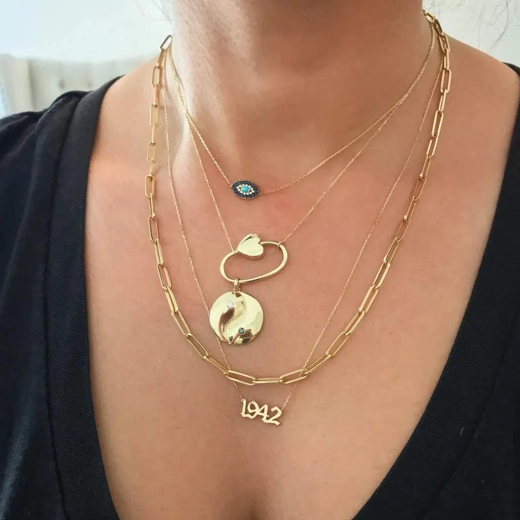 14K Gold Dainty Paperclip Link Chain Necklace for Women Girls