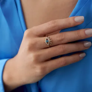 14k Gold Eye Ring