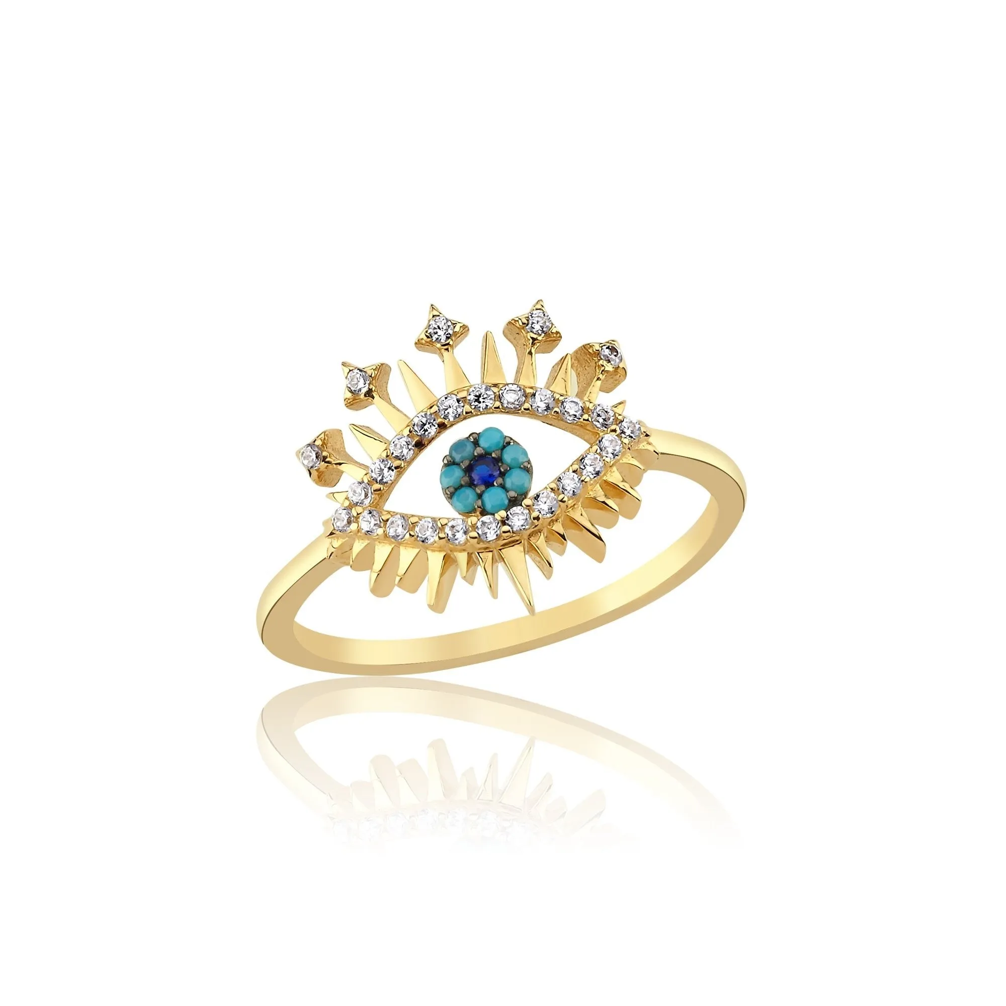 14k Gold Eye Ring