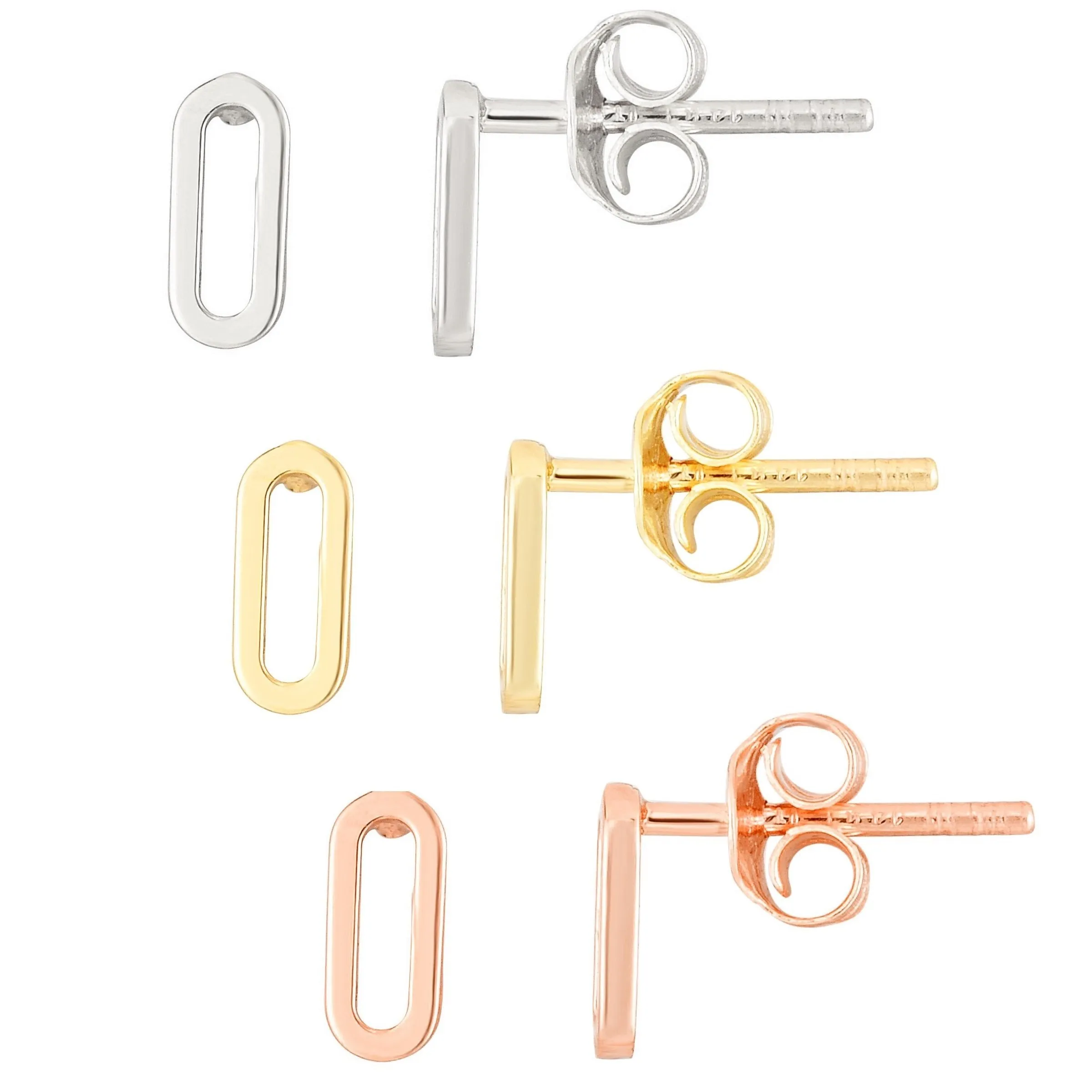 14K Gold Minimalist Trendy Paper Clip Stud Earrings