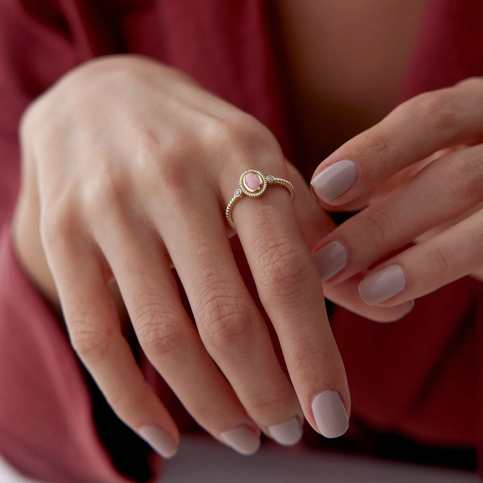 14k Gold Pink Tourmaline Colored Ring