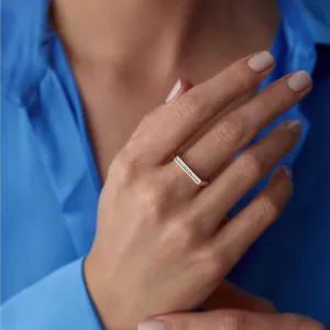 14k Gold Row Stone Line Ring