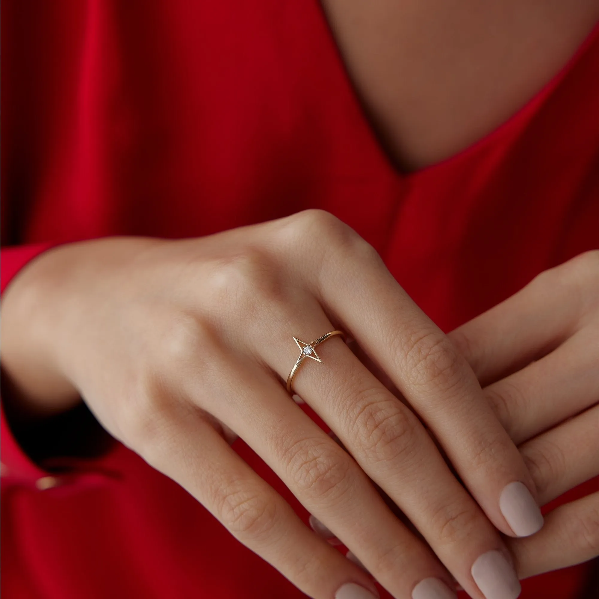 14k Gold Star Ring