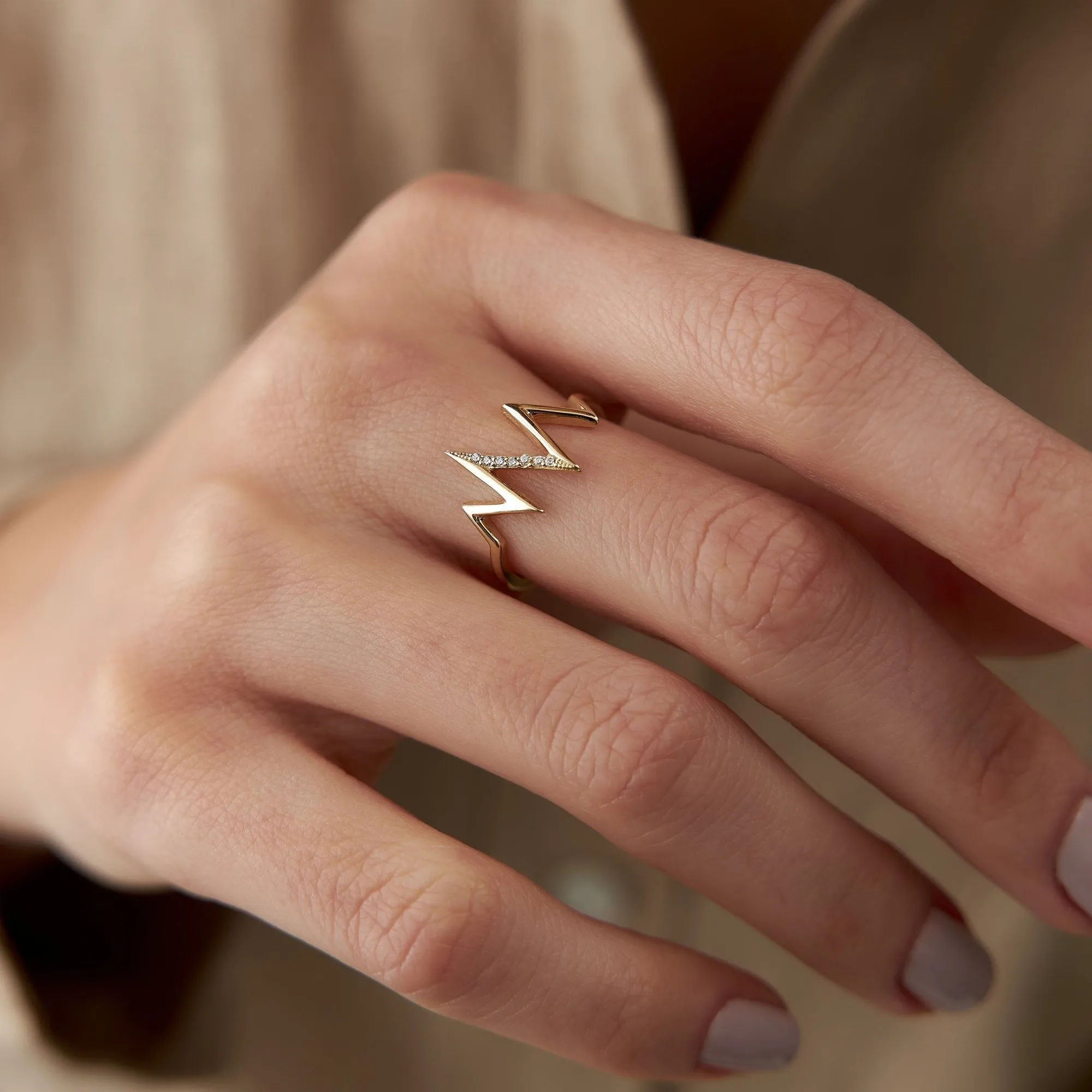 14k Gold Stone Rhythm Ring