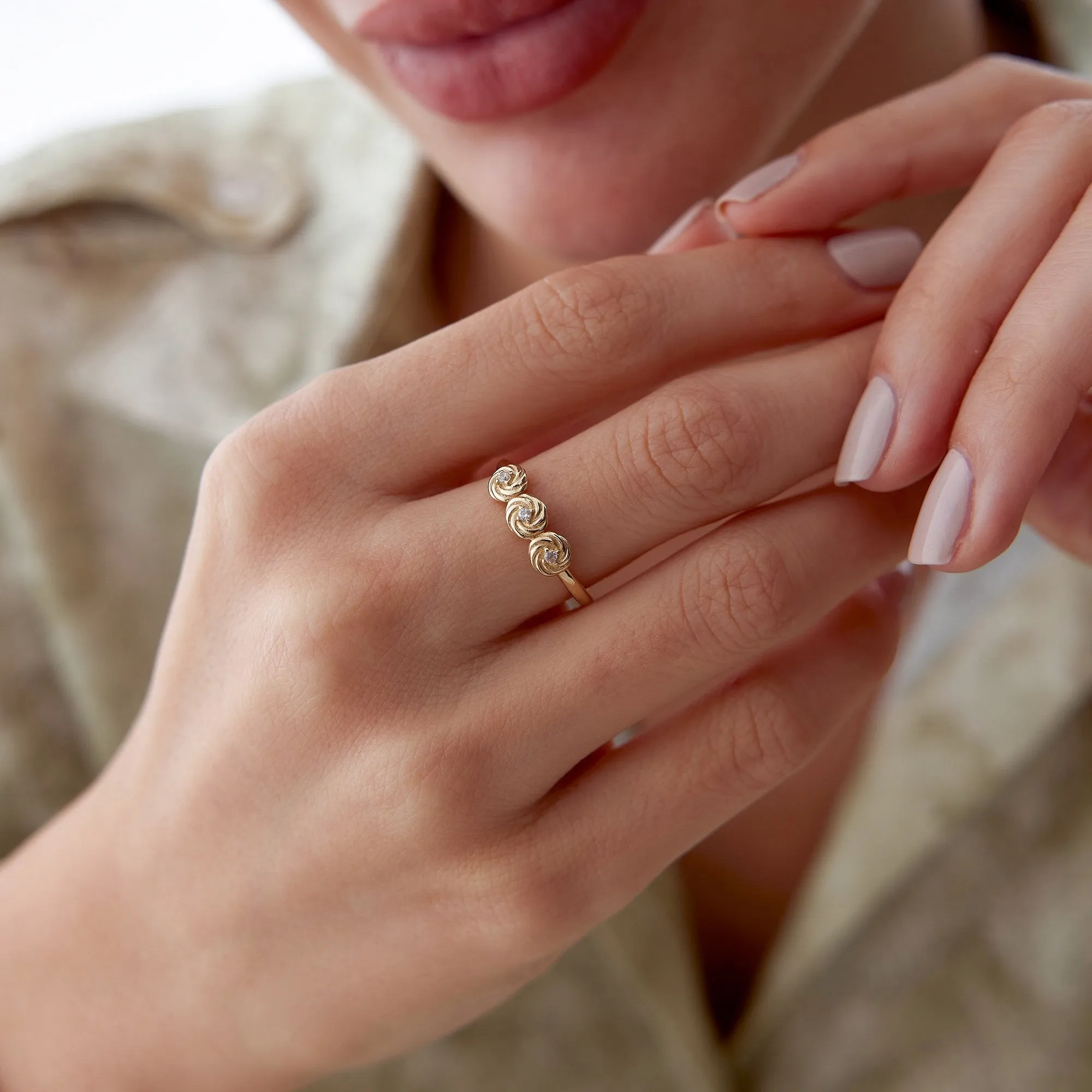 14k Gold Tria Spiral Ring