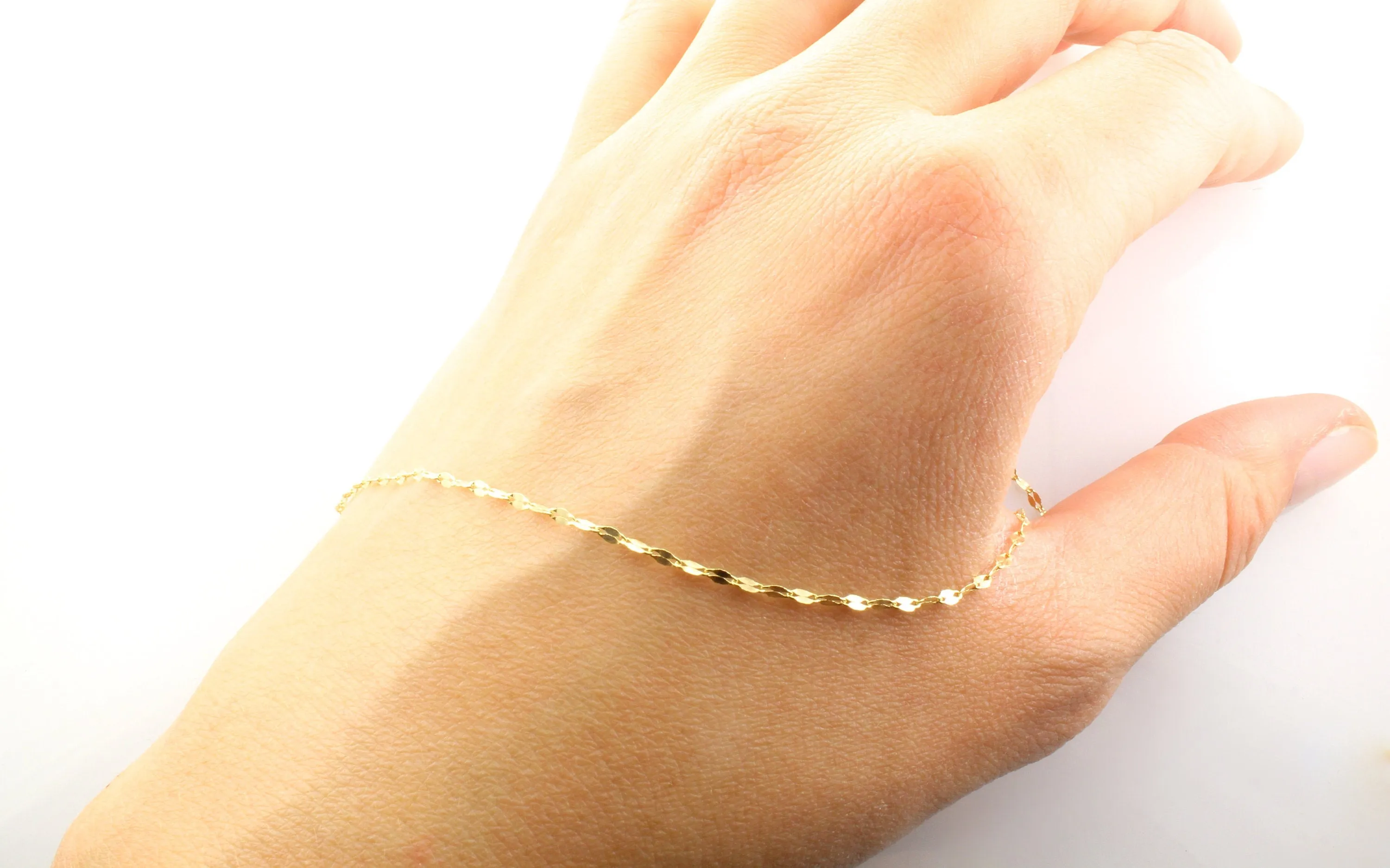 14K Gold Twisted Sparkle Chain Anklet