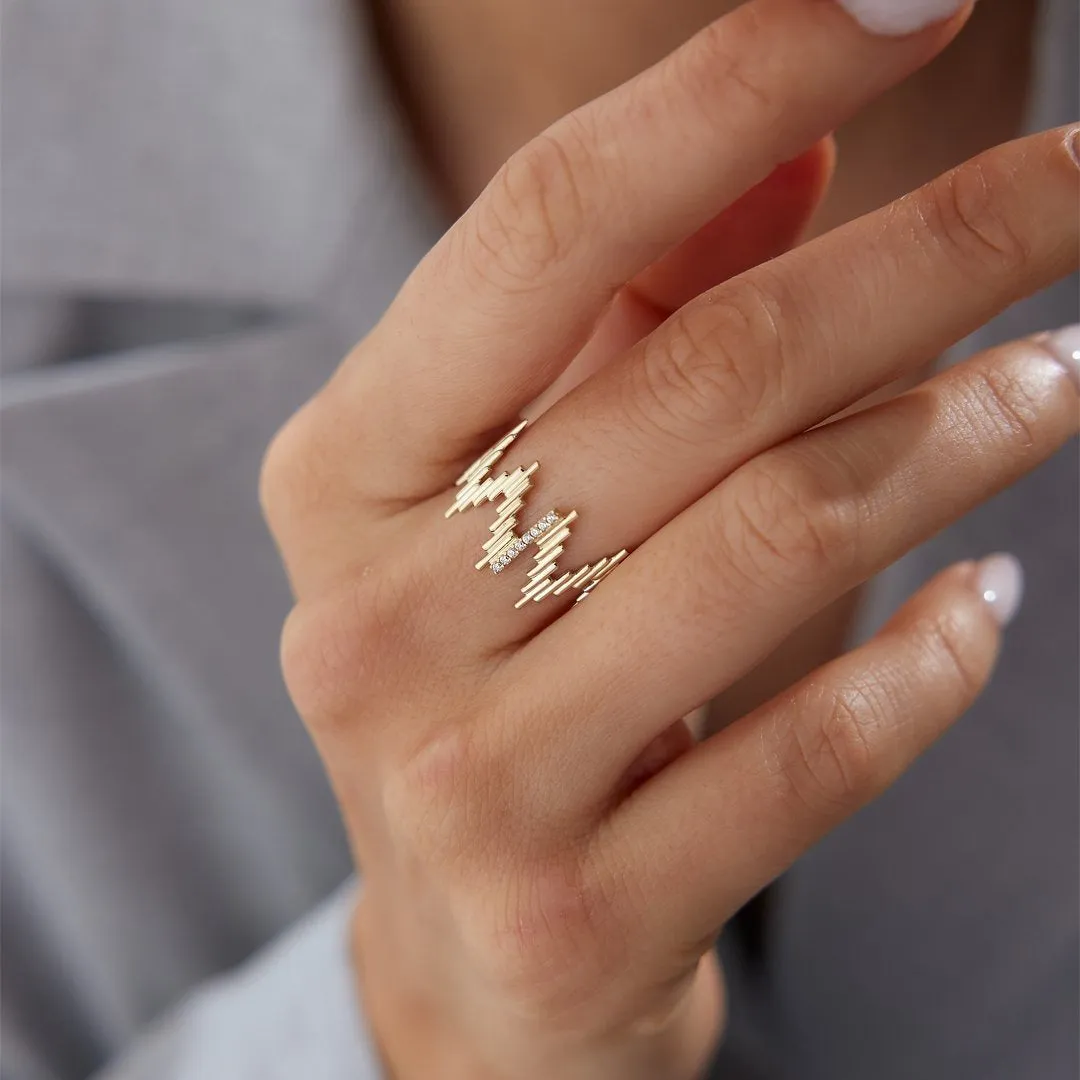 14k Gold ZigZac Bar Ring