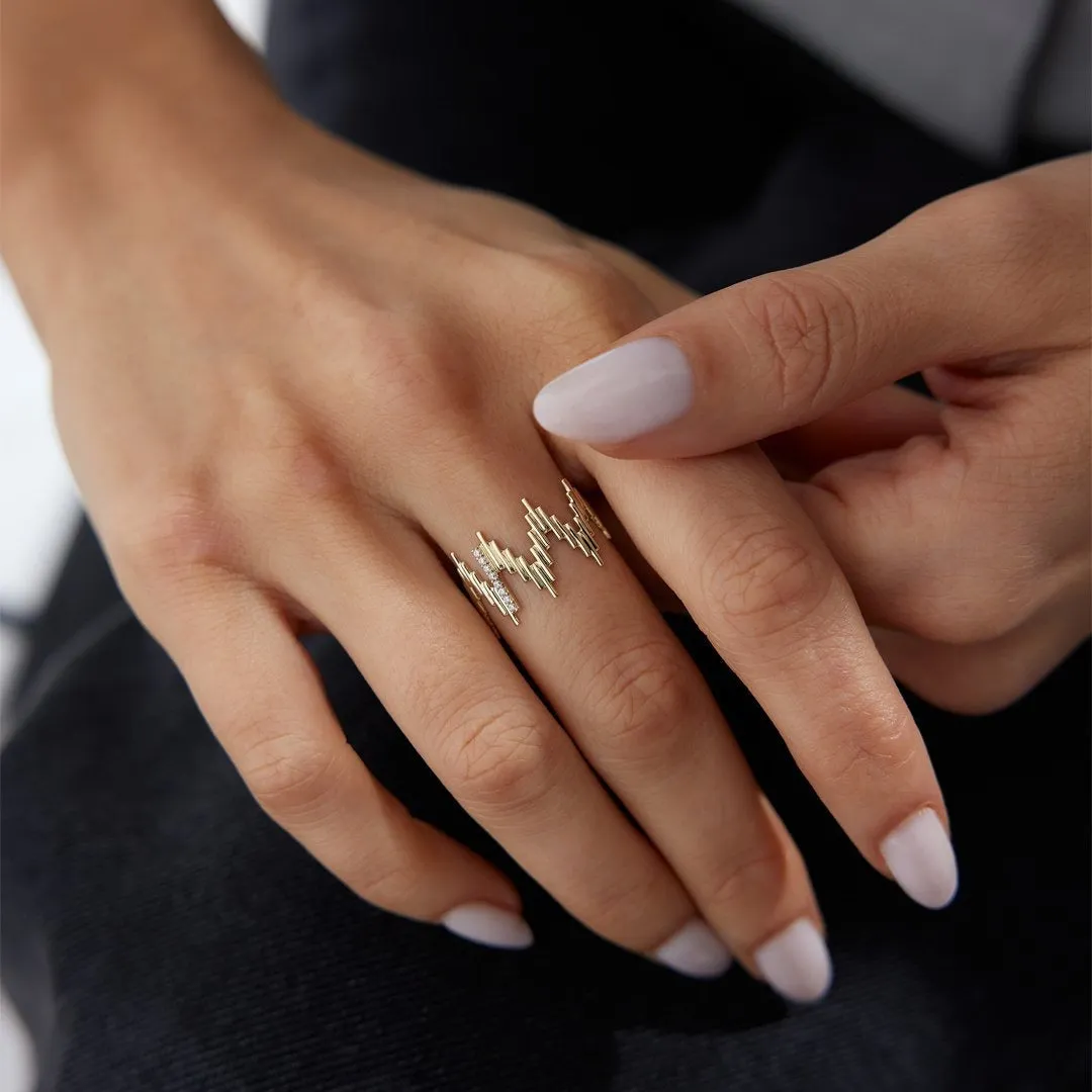 14k Gold ZigZac Bar Ring
