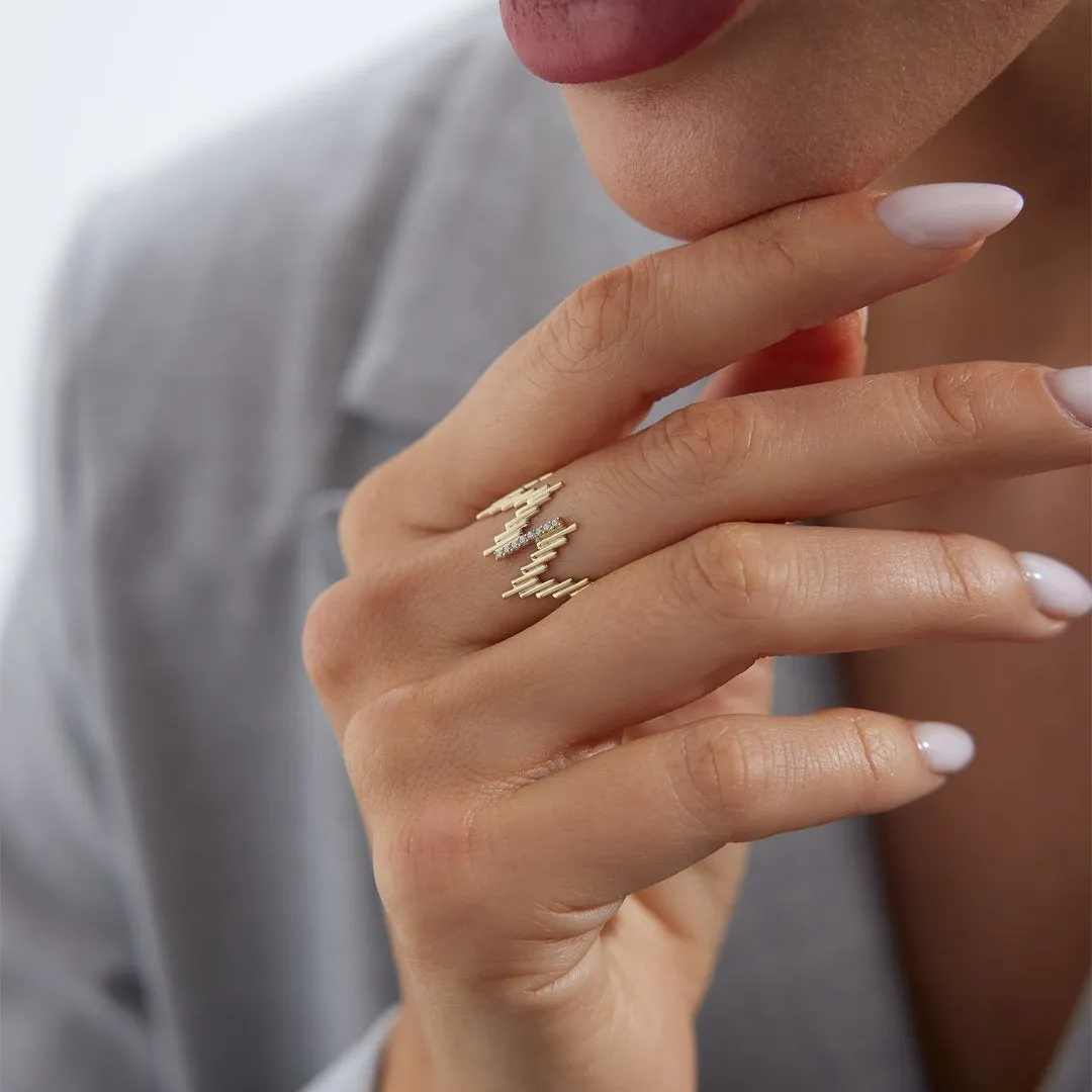 14k Gold ZigZac Bar Ring