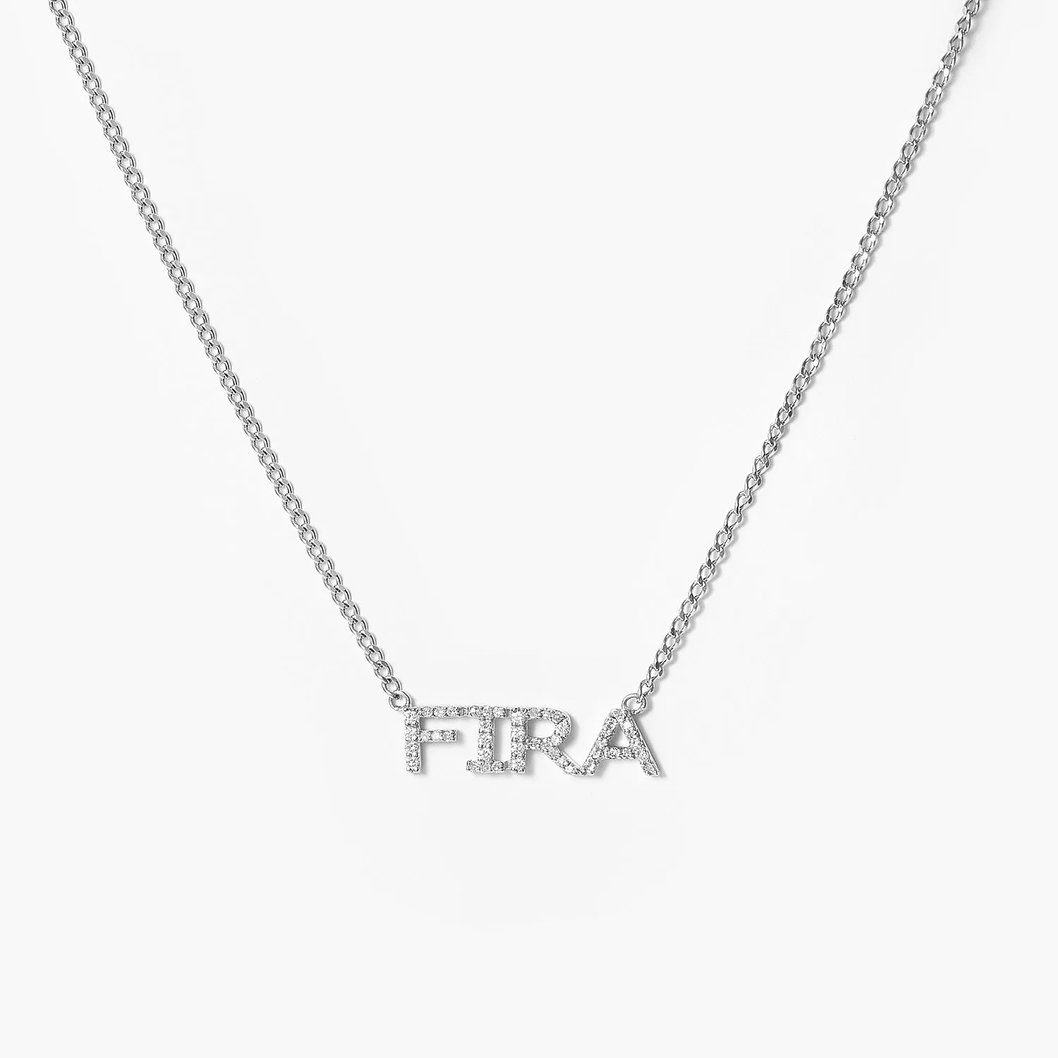 14K Ladies Full Diamond Script Gold Name Necklace