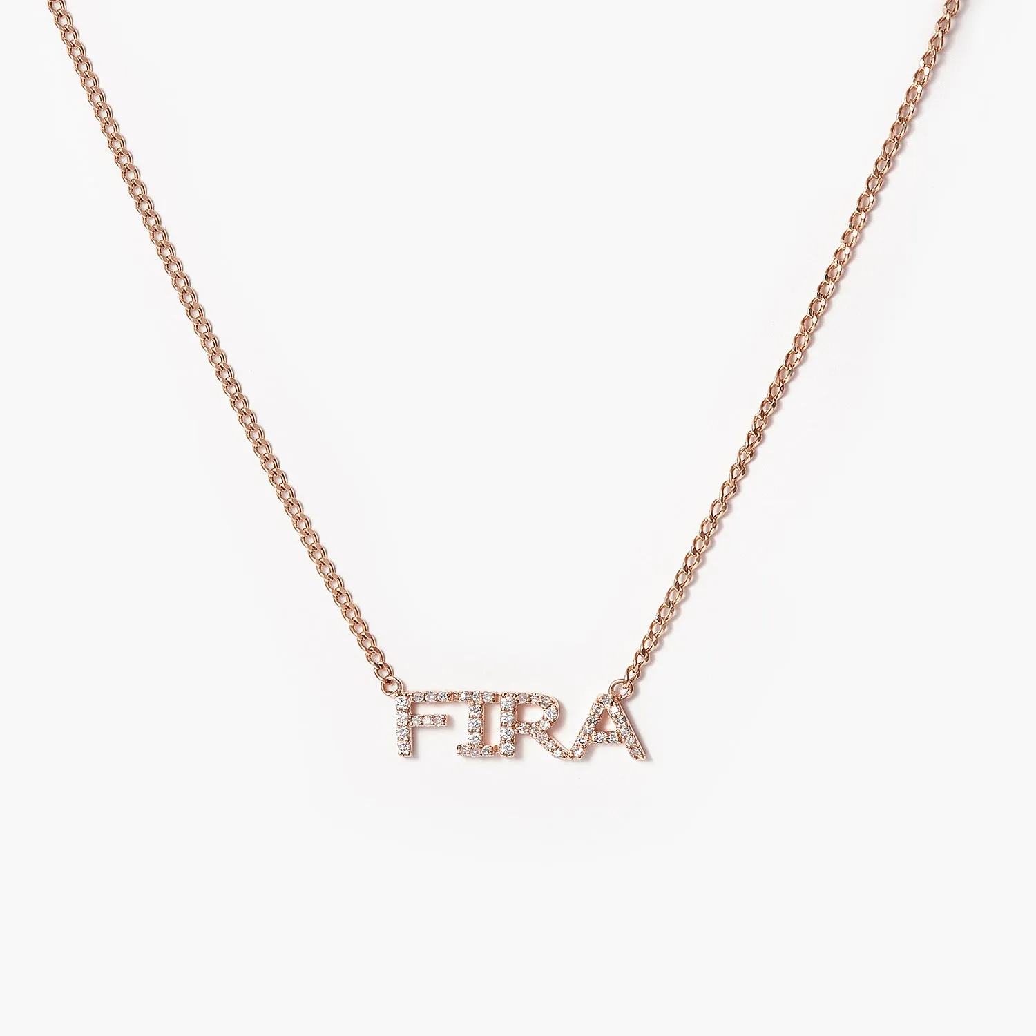 14K Ladies Full Diamond Script Gold Name Necklace