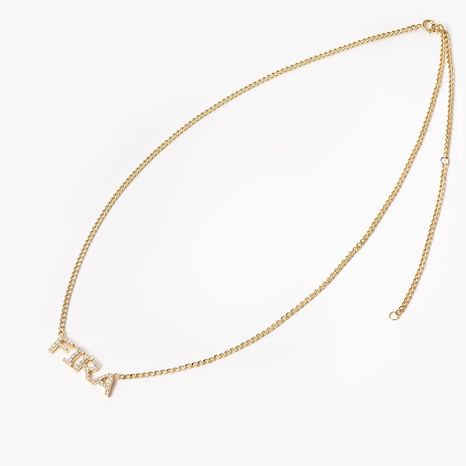 14K Ladies Full Diamond Script Gold Name Necklace