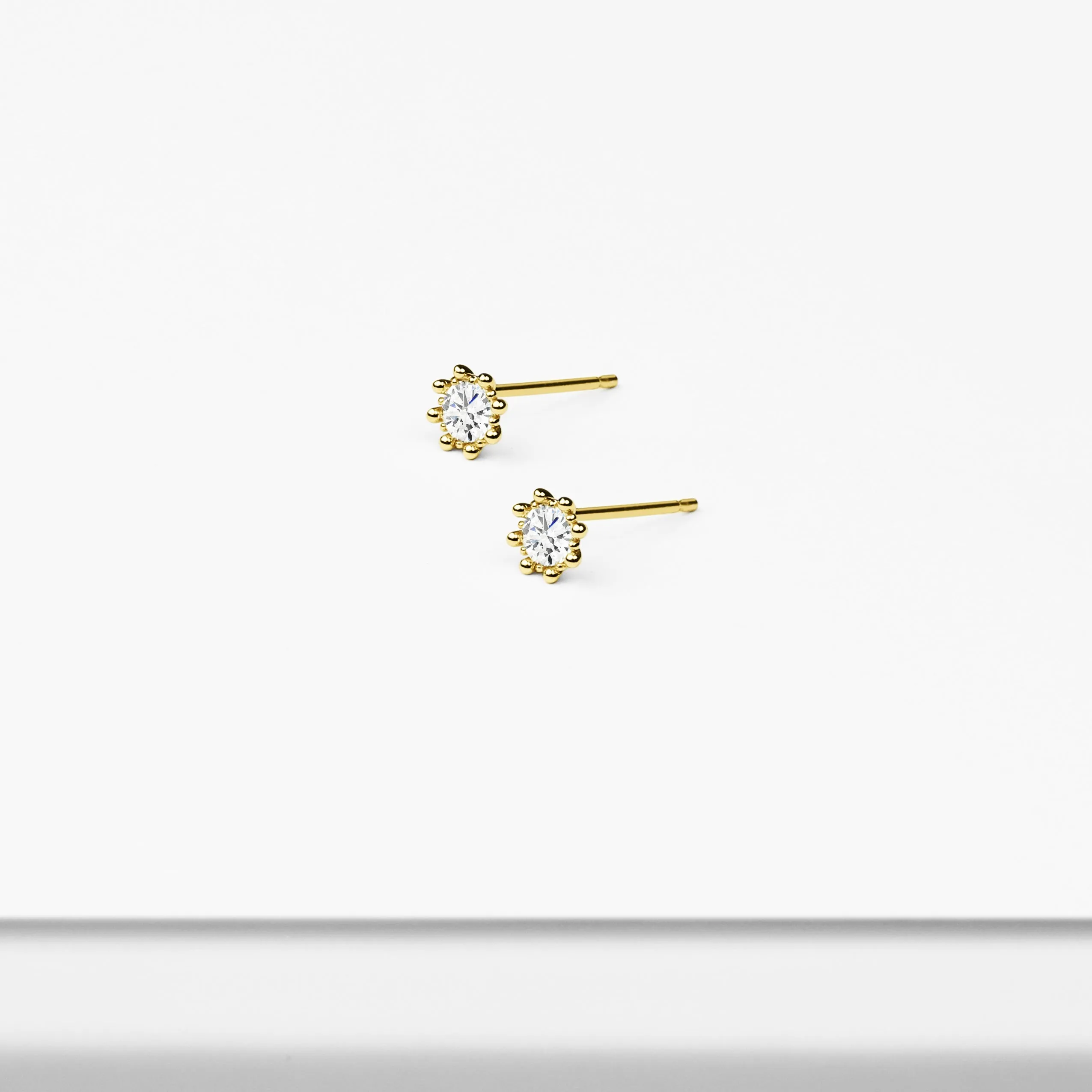 14k Solid Gold 4mm CZ Stud Earrings
