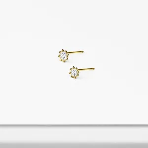 14k Solid Gold 4mm CZ Stud Earrings