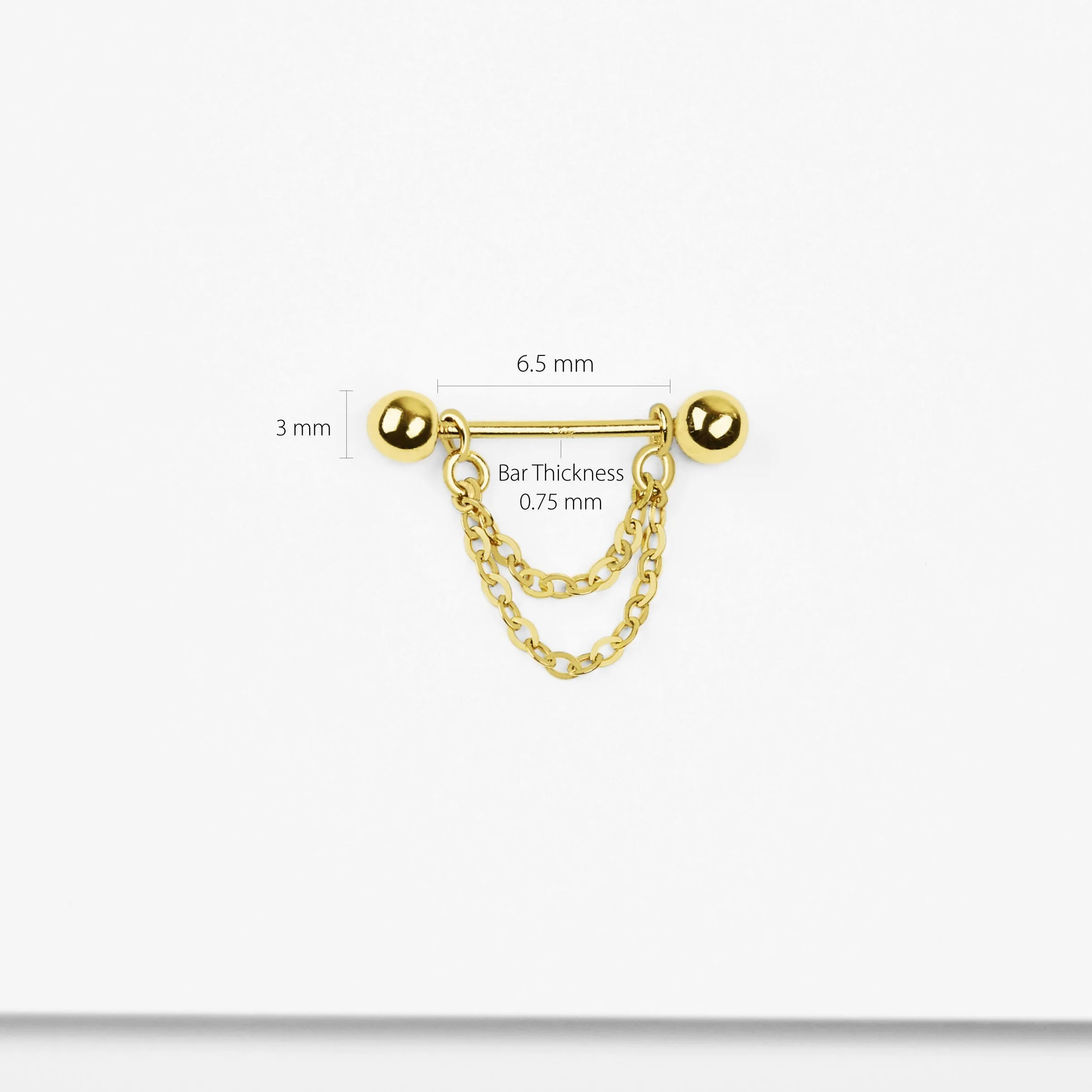 14k Solid Gold Ball Chain Earring