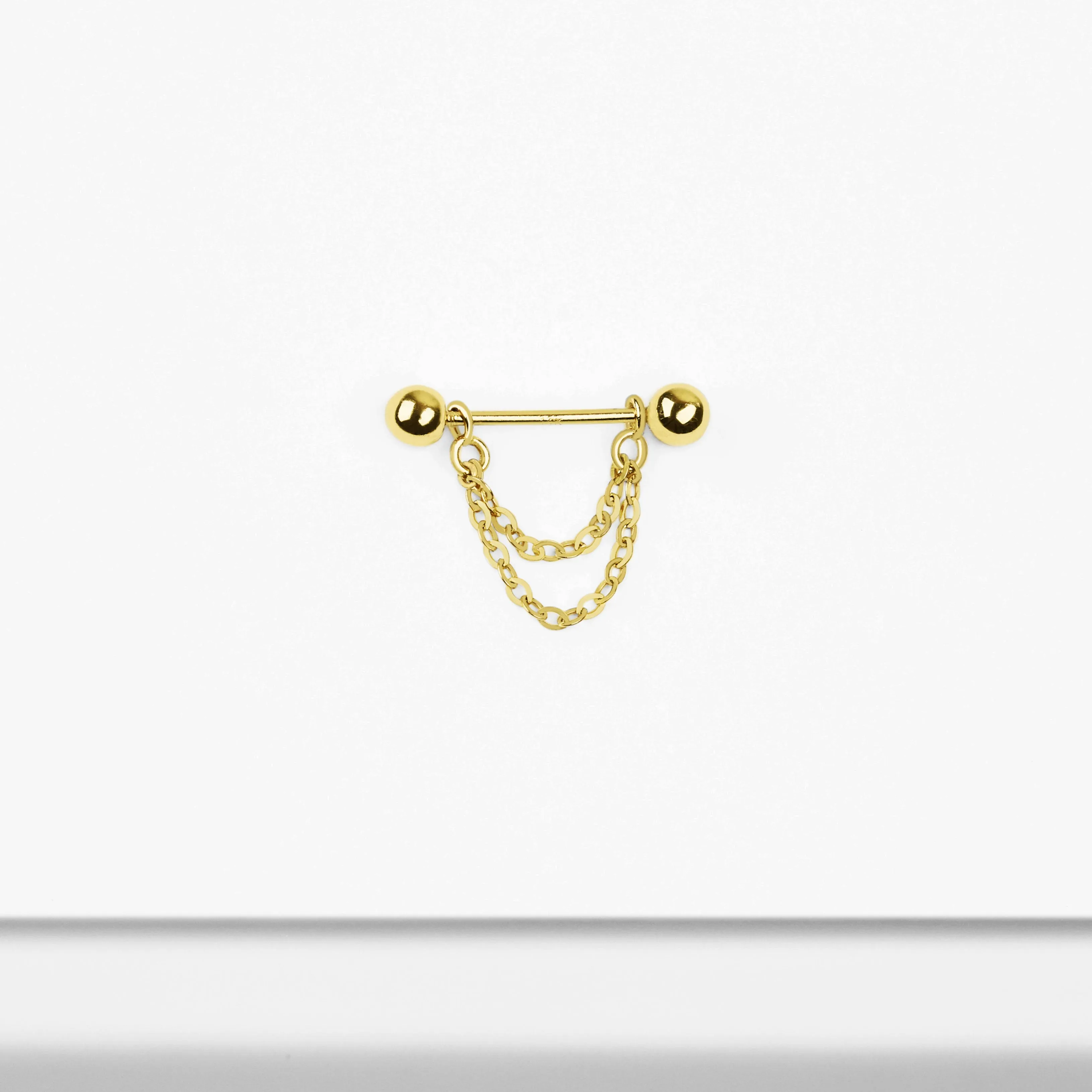 14k Solid Gold Ball Chain Earring