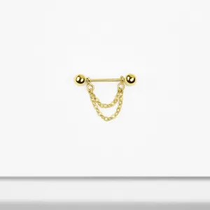 14k Solid Gold Ball Chain Earring